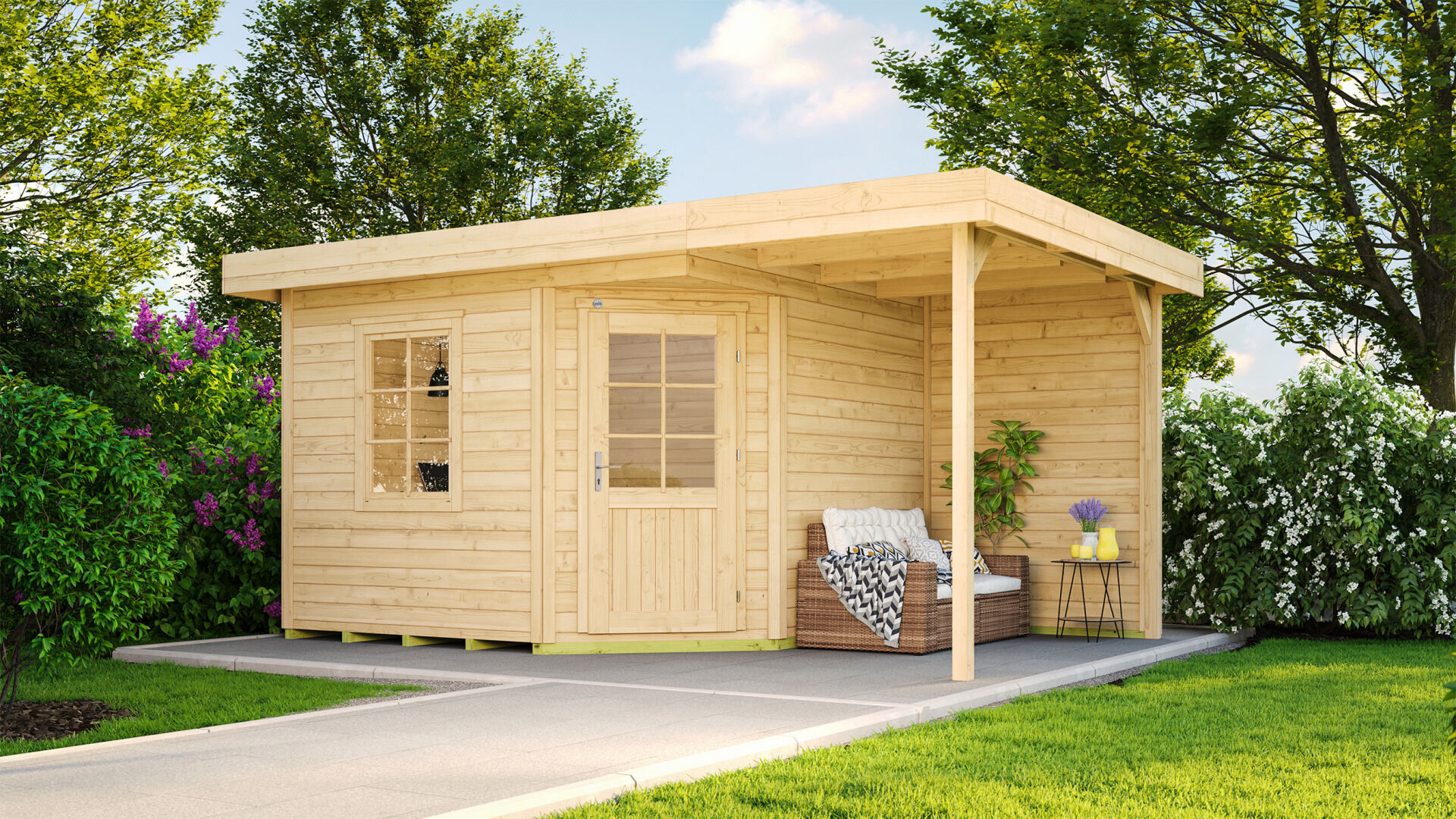 weka Design-Gartenhaus 213 Plus A 5,0x3,4m, Naturbelassen