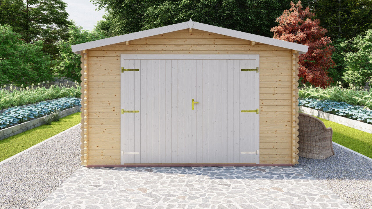 Holzgarage Norwegen 12 – 40 mm Blockbohlen mit Satteldach