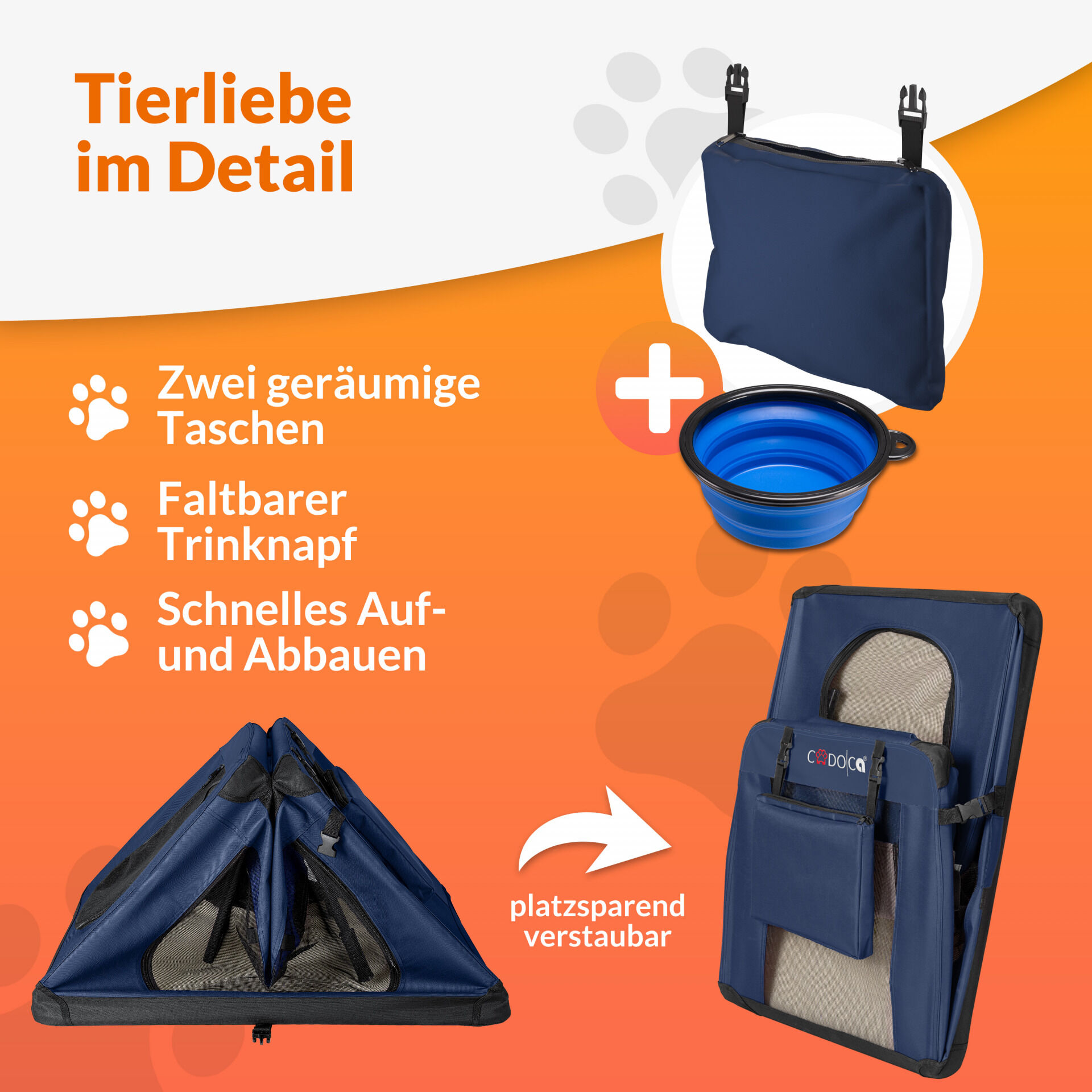 Hundebox faltbar M 60x42x44cm Blau