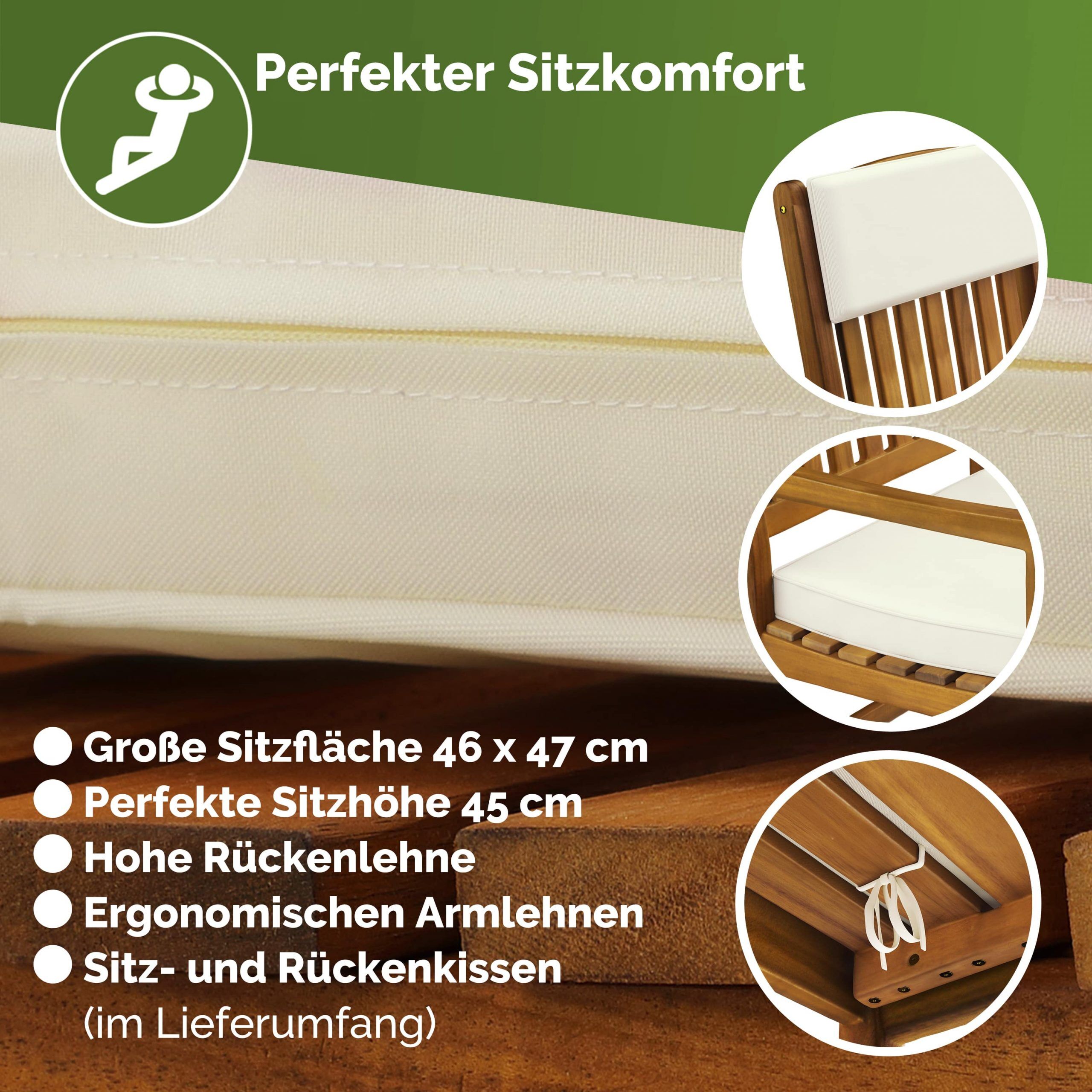Schaukelstuhl Akazienholz 107x54x77cm