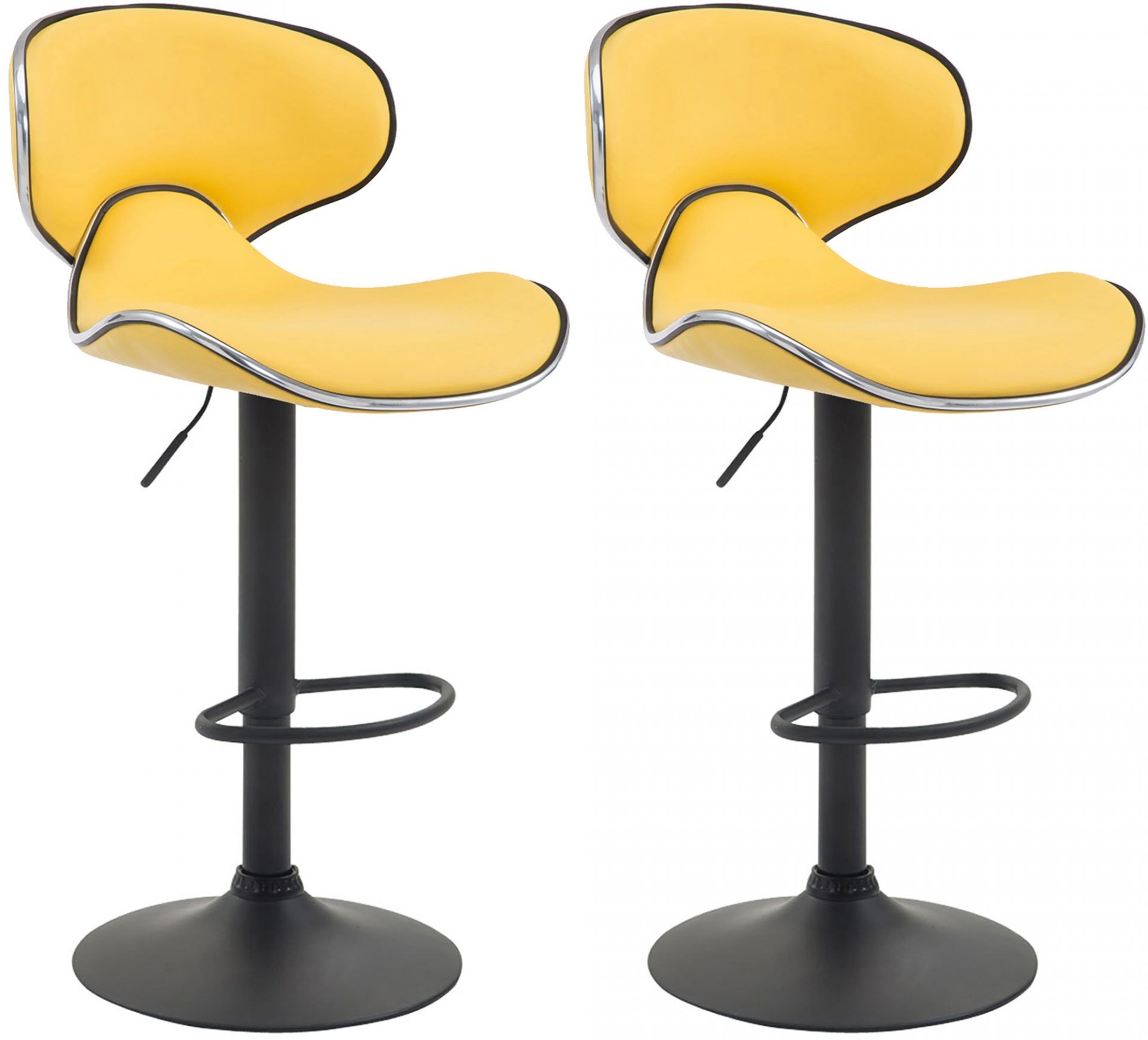 2er Set Barhocker Las Vegas V2 Kunstleder schwarz, gelb