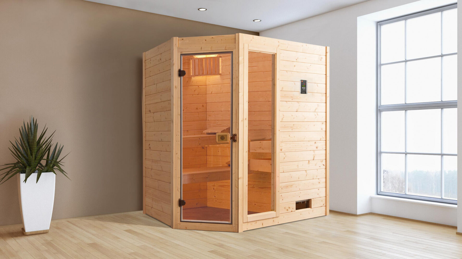 weka Massivholzsauna VALIDA Eck 1F, ohne Ofen, ohne Beleuchtung