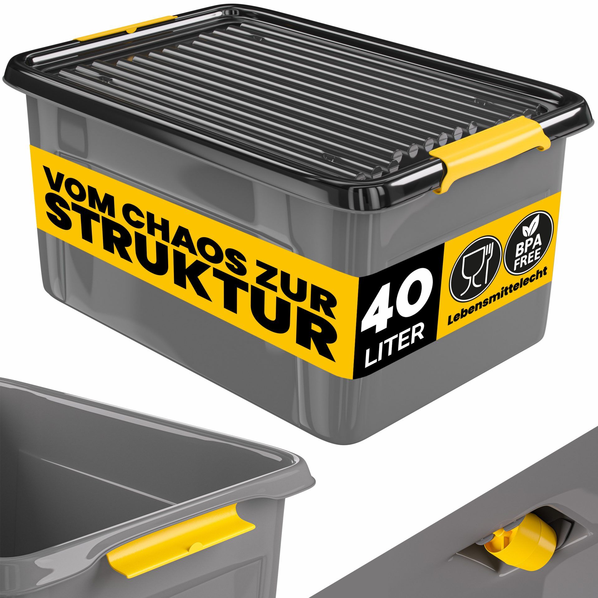 Aufbewahrungsbox Grau/Anthrazit 58x39x25cm stapelbar