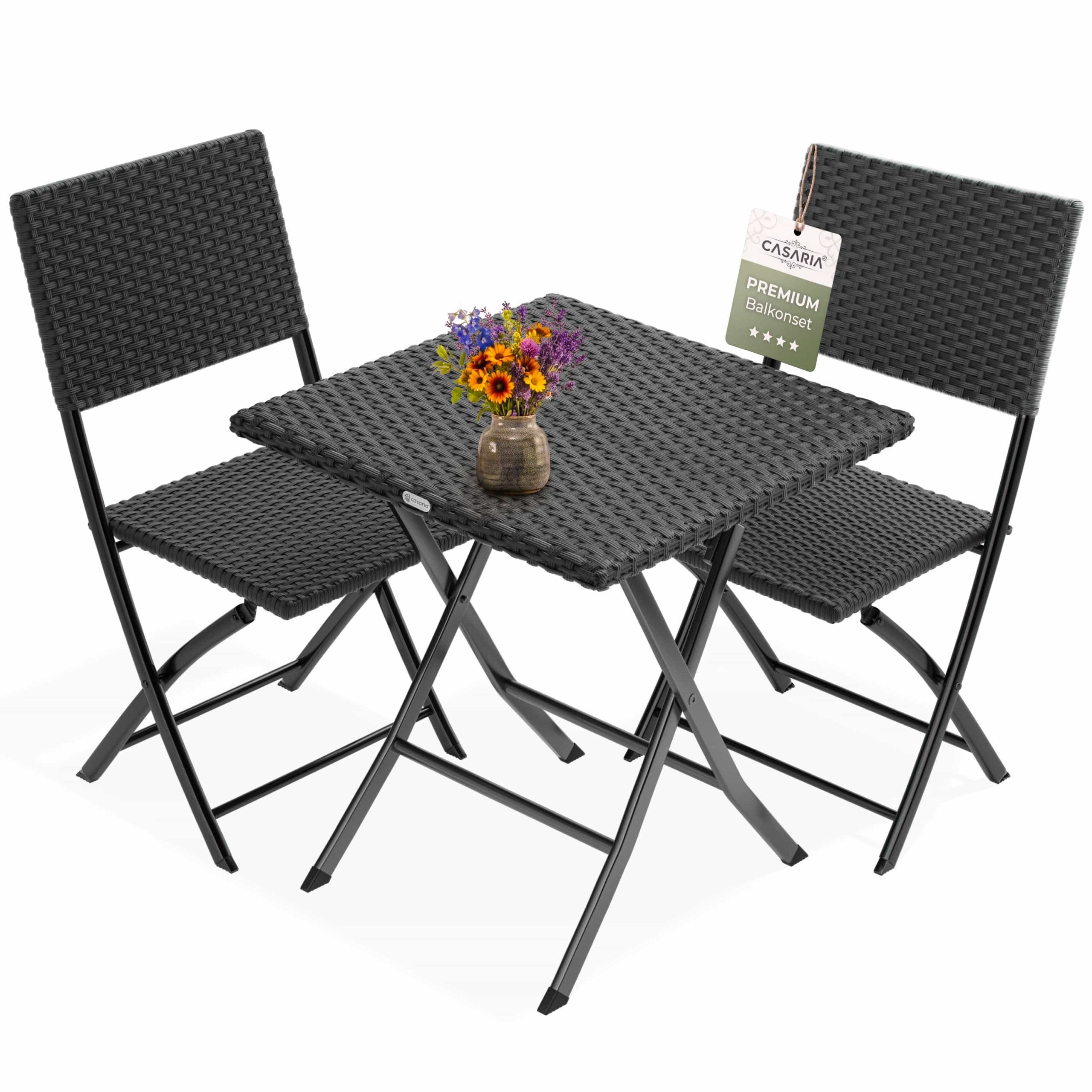 Polyrattan Gartensitzgruppe 3-tlg Schwarz