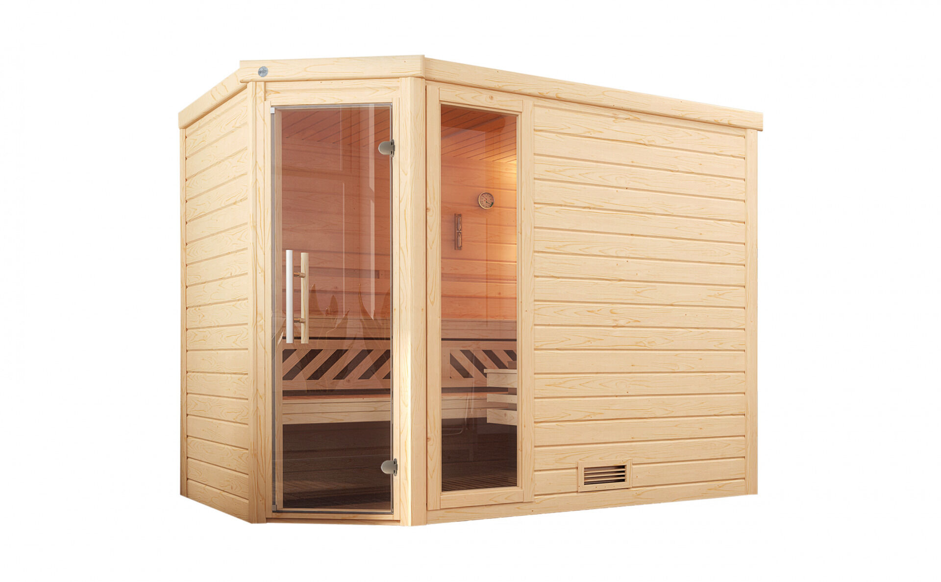 weka Premium-Massivholzsauna 45 mm TURKU 3F, ohne Ofen, ohne Beleuchtung