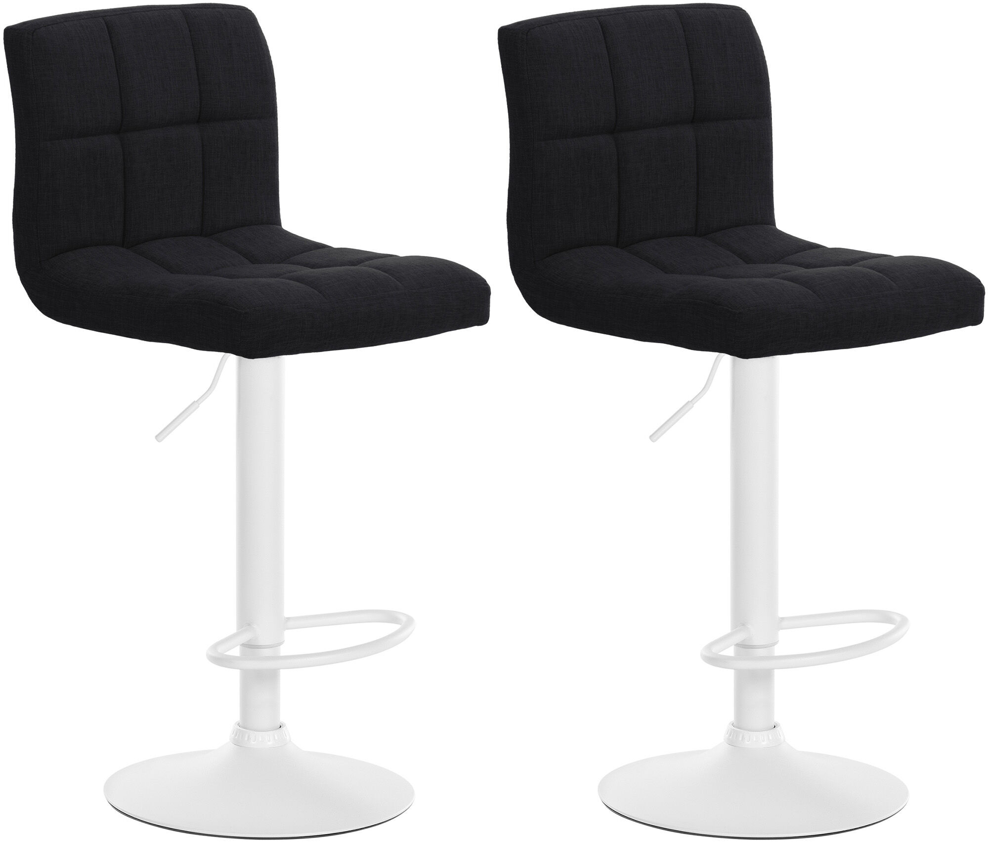 2er Set Barhocker Calma Stoff weiß, schwarz