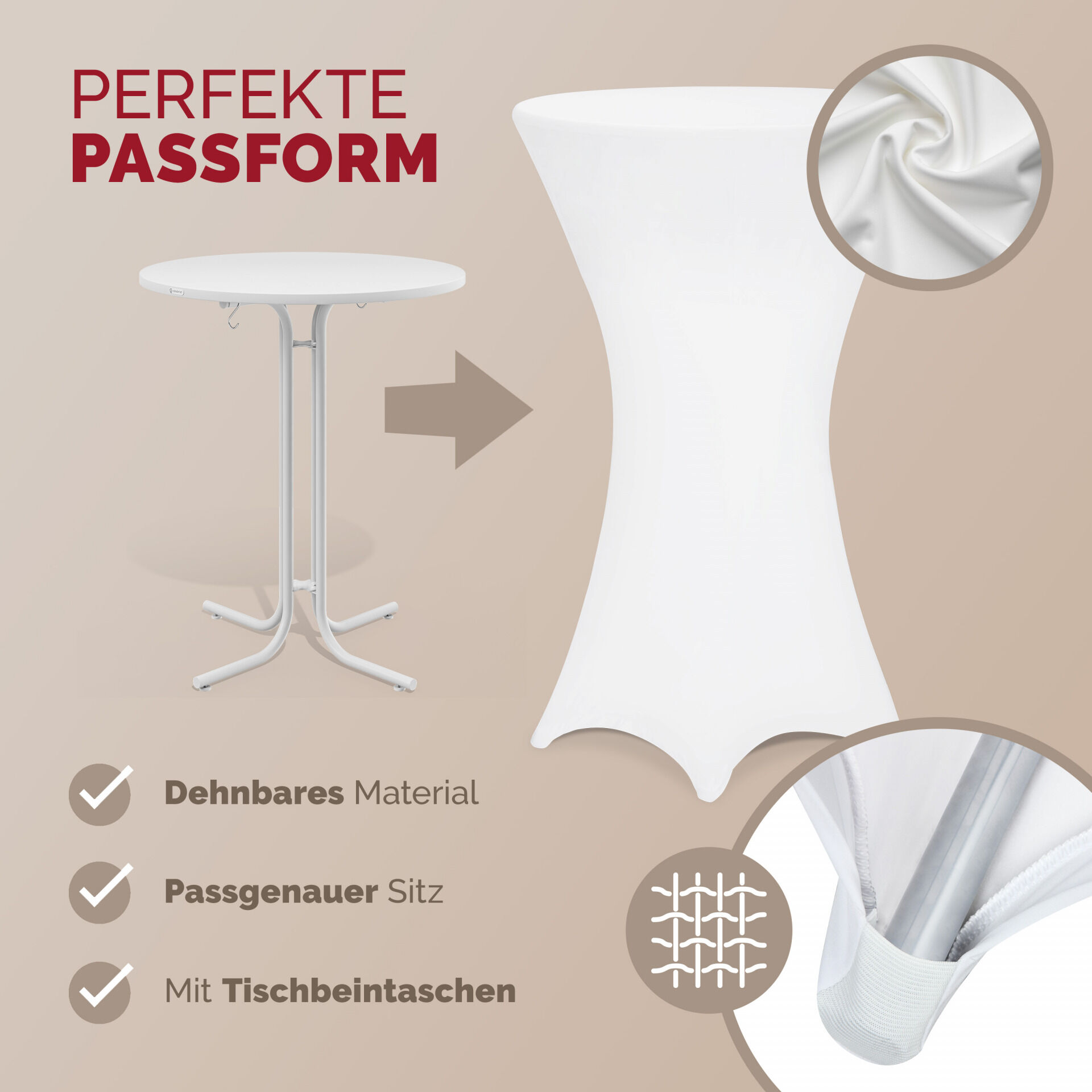 Stehtischhusse Weiß Ø70cm