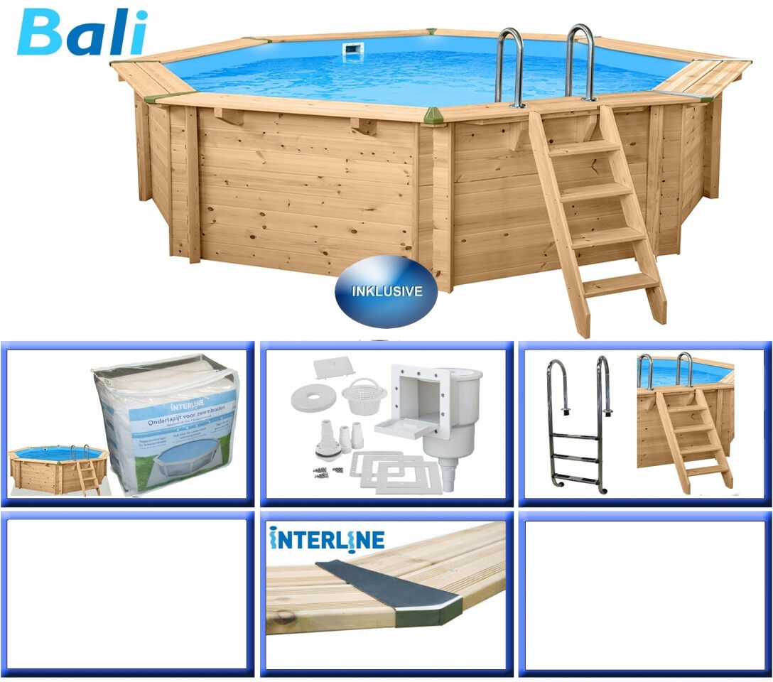 Interline Holzpool Bali Ø 530x136 cm, Basic Set