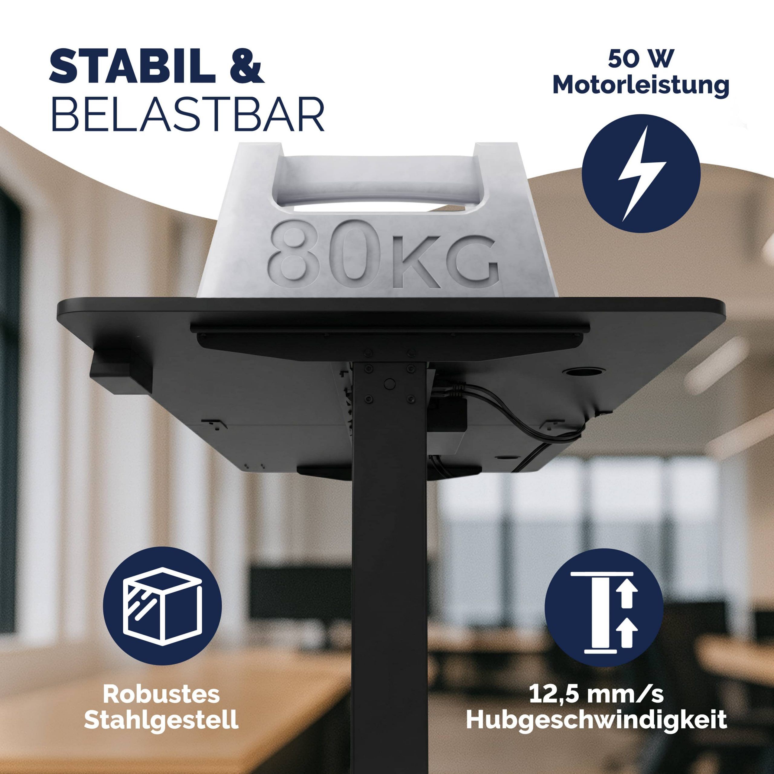 Höhenverstellbarer Schreibtisch Schwarz 120x60x72-117cm