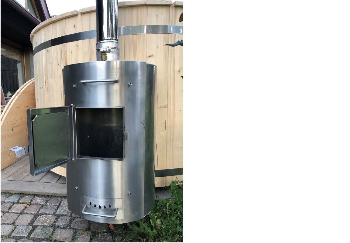 Holz Aussenofen für Badebottich 30 KW, Aluminium 5754