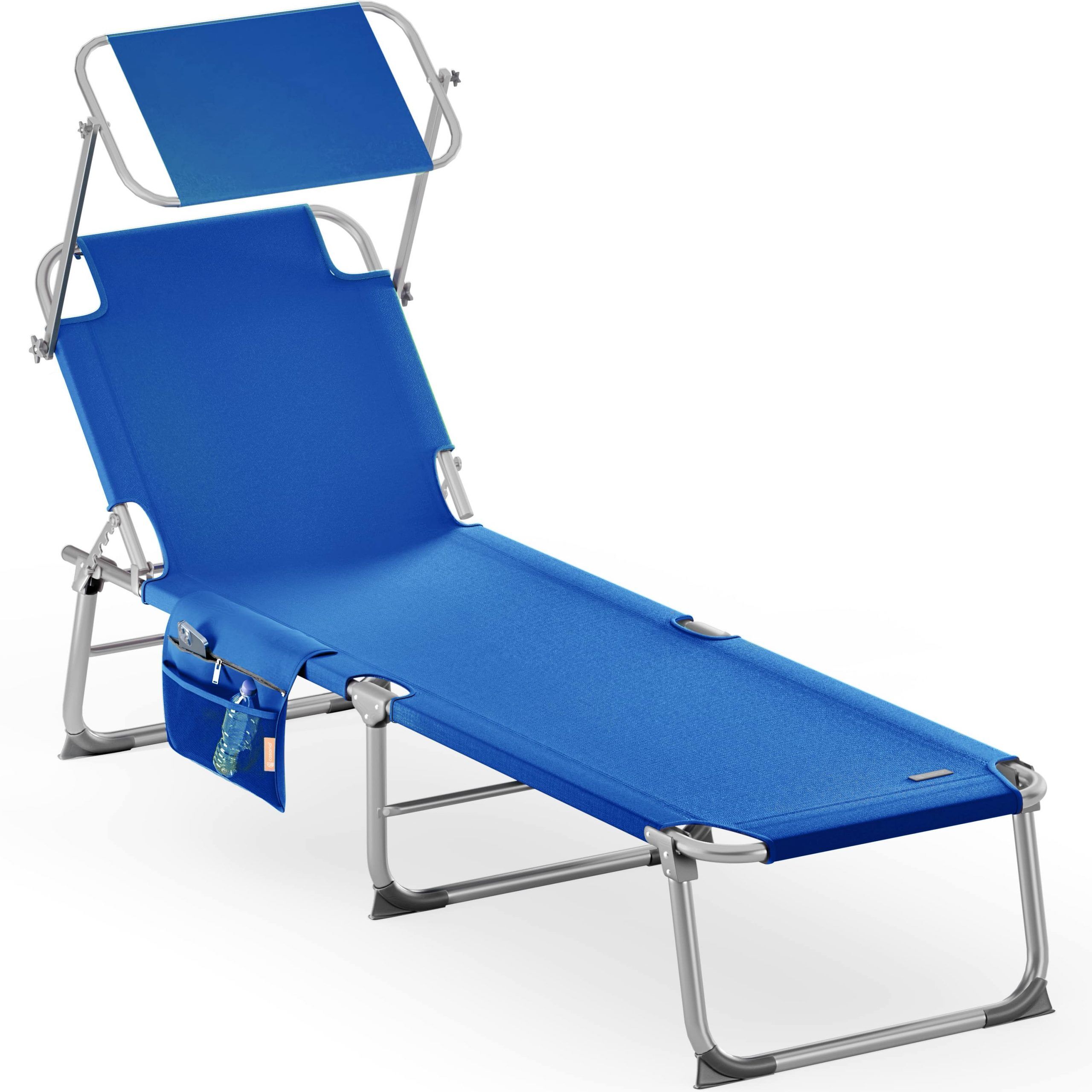 Gartenliege Ibiza Blau 190x59x29cm Alu Sonnendach