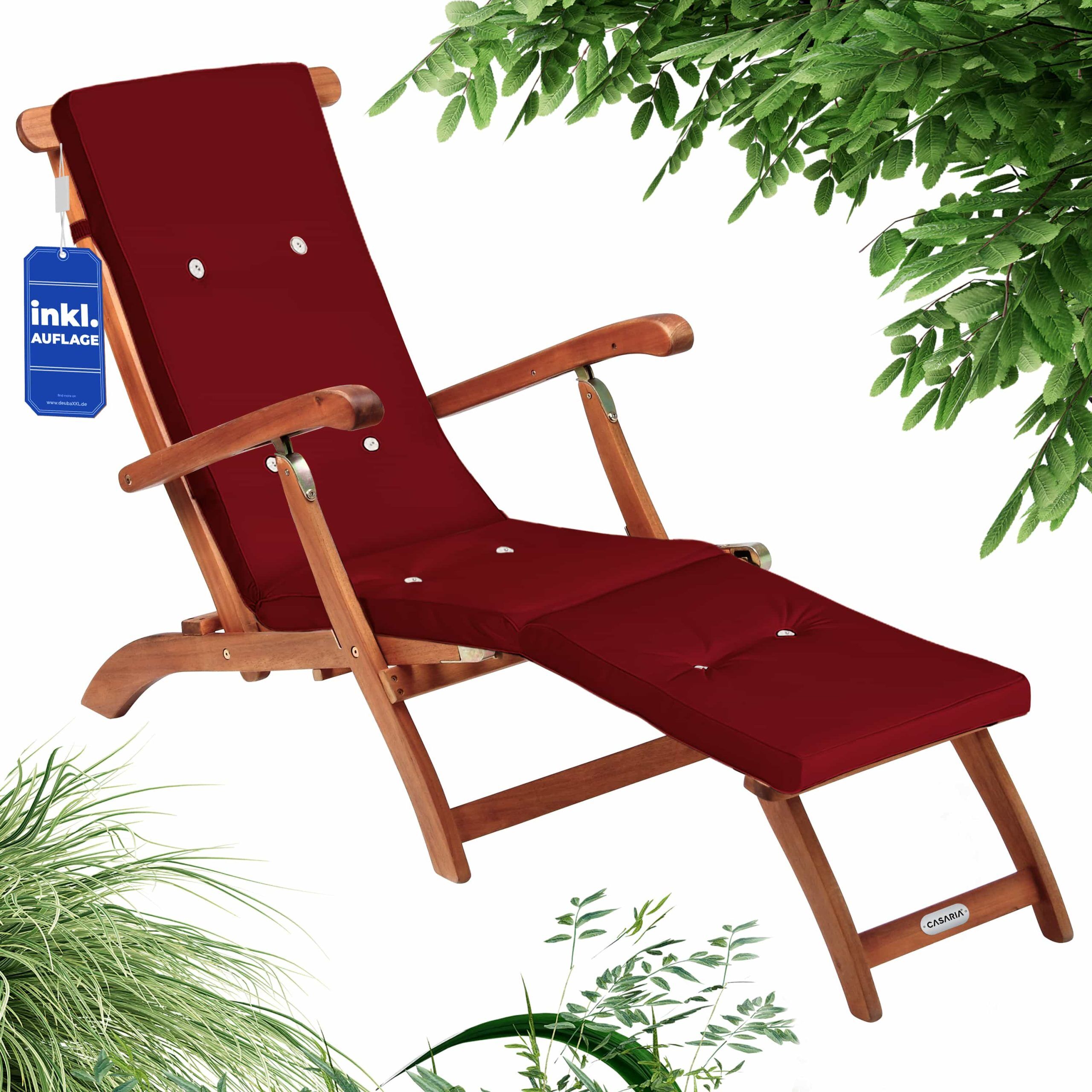 Gartenliege Queen Mary® Akazie FSC®-zertifiziert inkl Auflage Rot