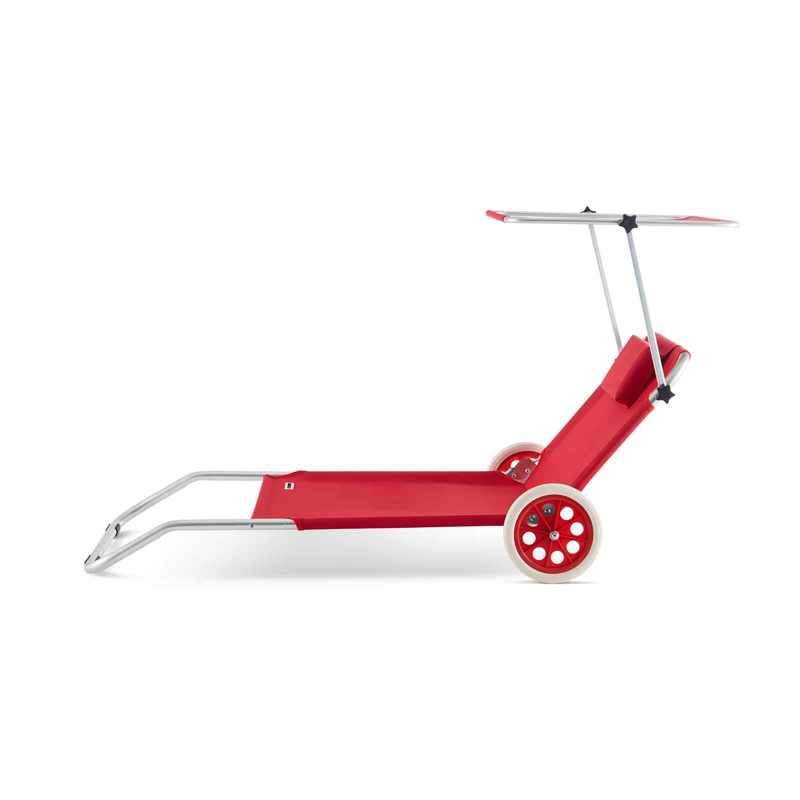 Gartenliege Kreta Rot Alu mit Rollen