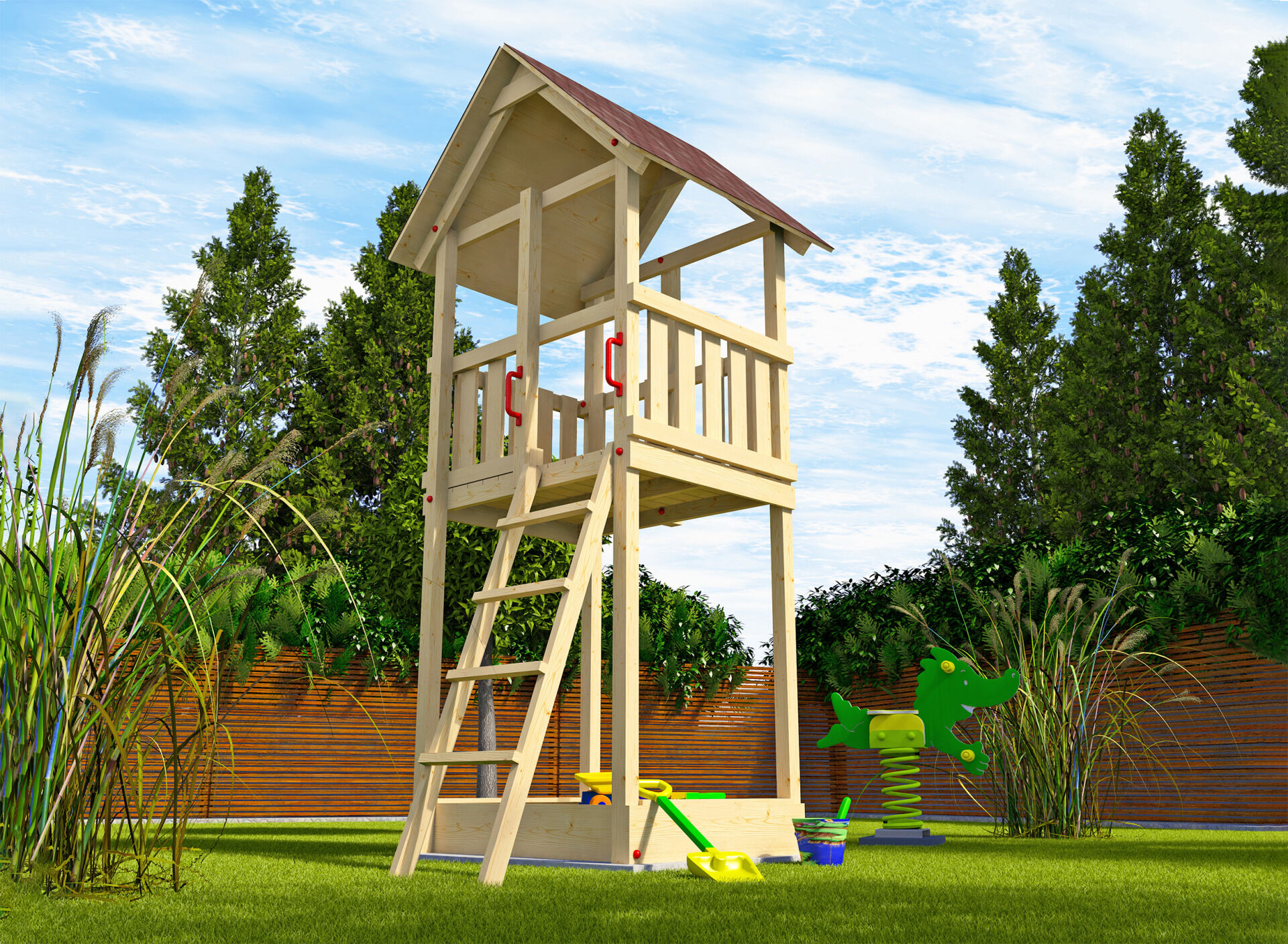 Tabaluga Drachenturm mit Satteldach, natur