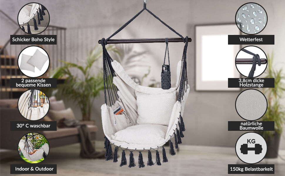 Hängesessel Creme 170x100x150cm