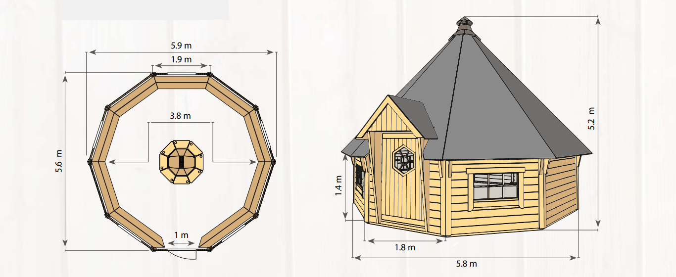 Grundriss und Zeichnung Grillkota Deluxe 25 m²