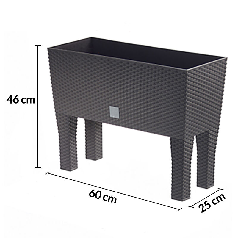 Hochbeet Polyrattanoptik Anthrazit 60x25x46cm Bewässerungssystem