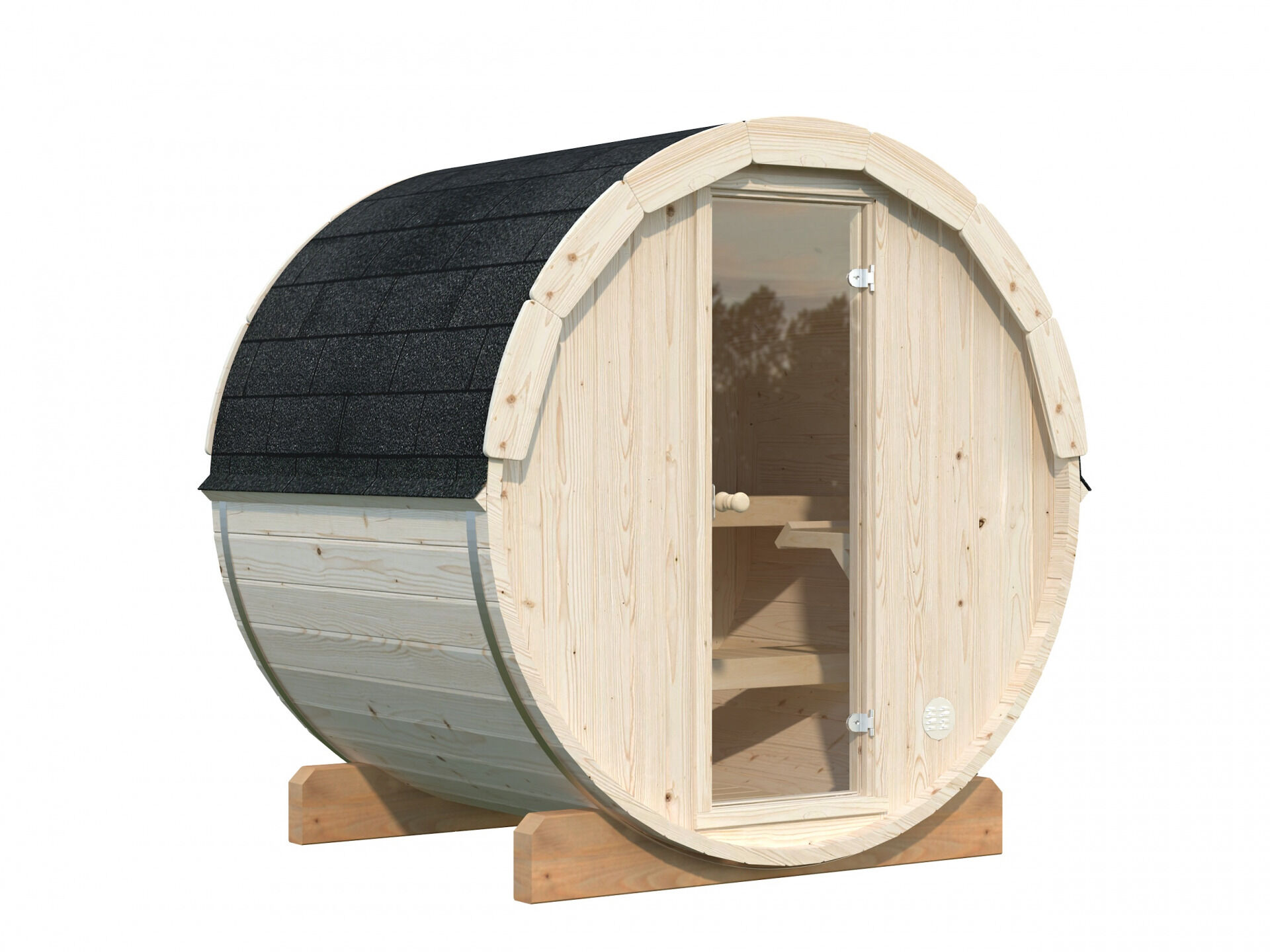 Palmako Saunafass Anita 0,9 m² mit Glastür, freigestellt