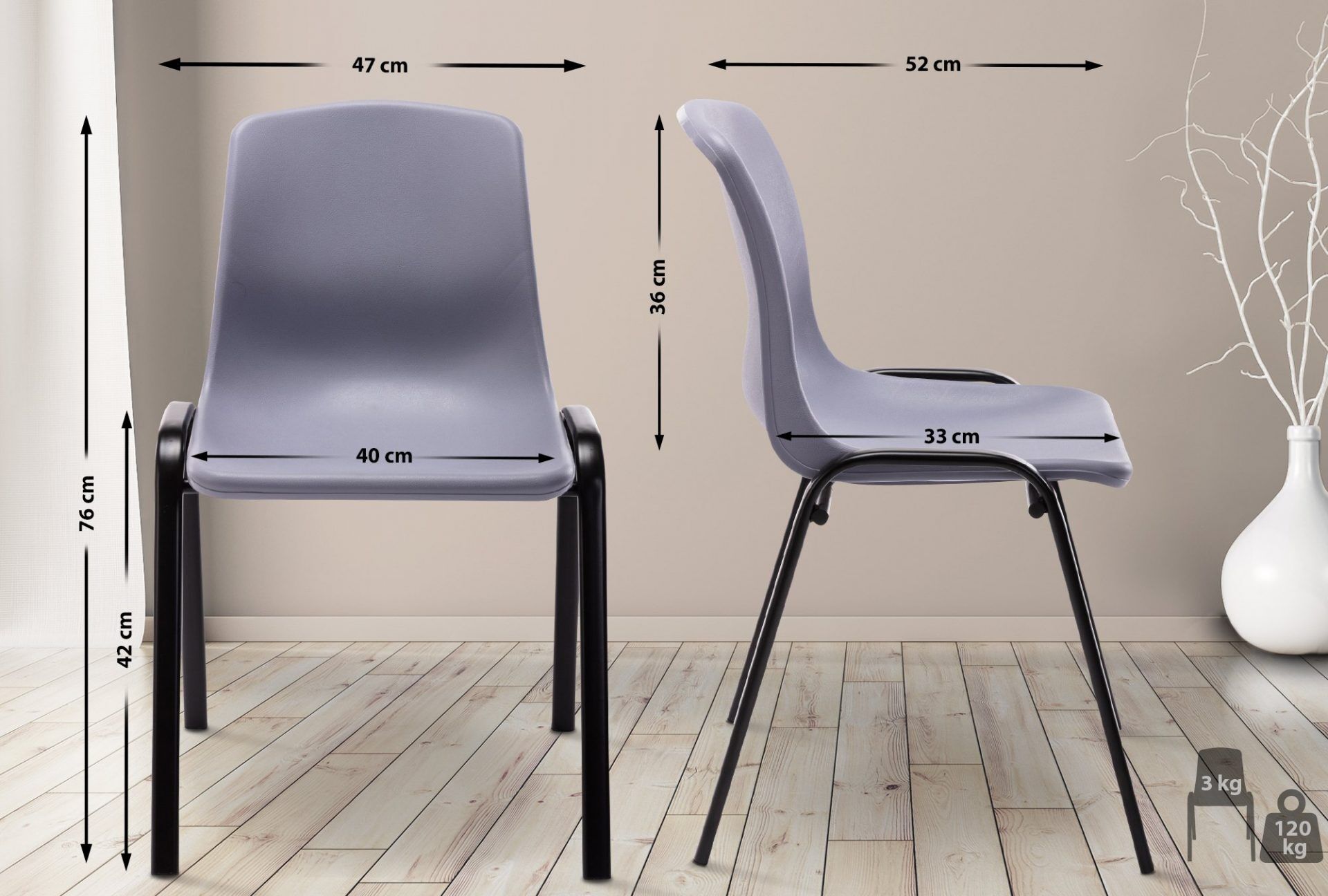 Stapelstuhl Nowra Kunststoff, grau