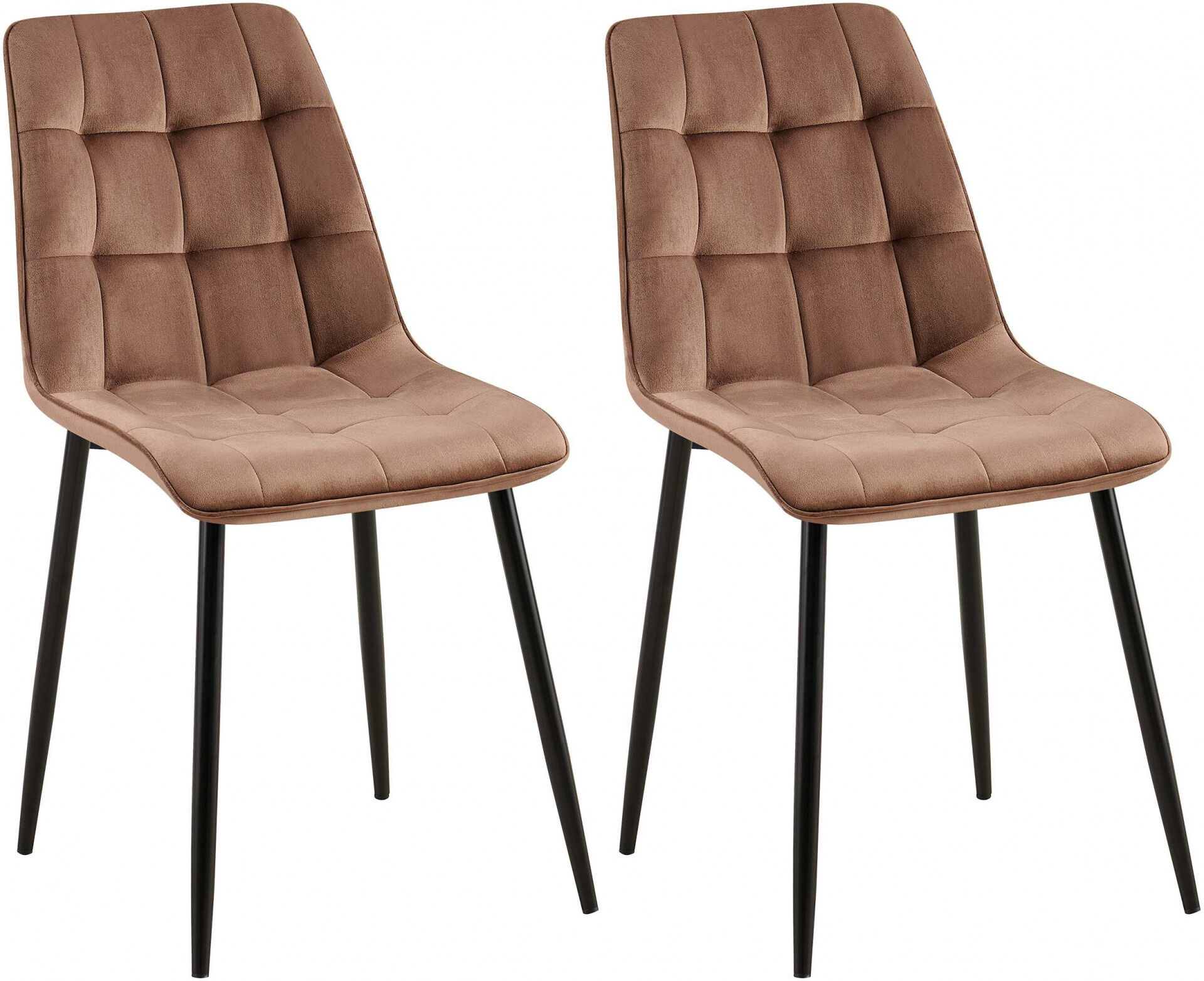 2er Set Esszimmerstuhl Gifford Samt, braun
