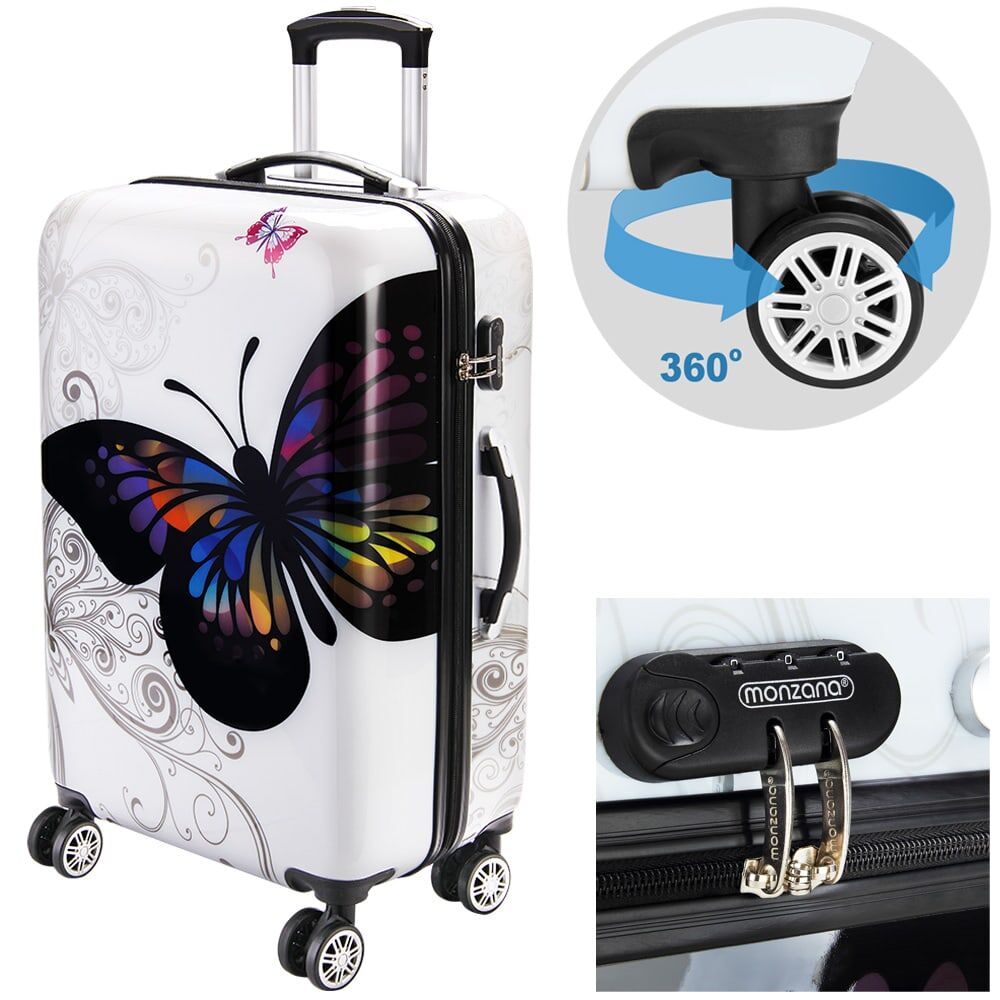 Hartschalenkoffer Rollen 360º Reisekoffer Butterfly Polycarbonat 98L