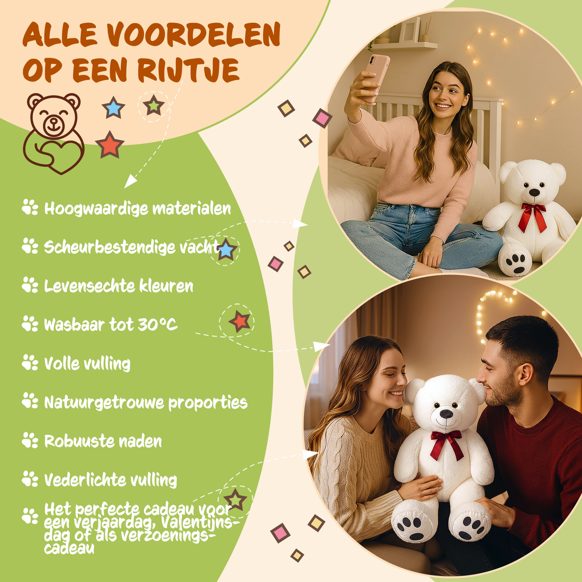 Plüschtier Teddybär L Weiß 50cm