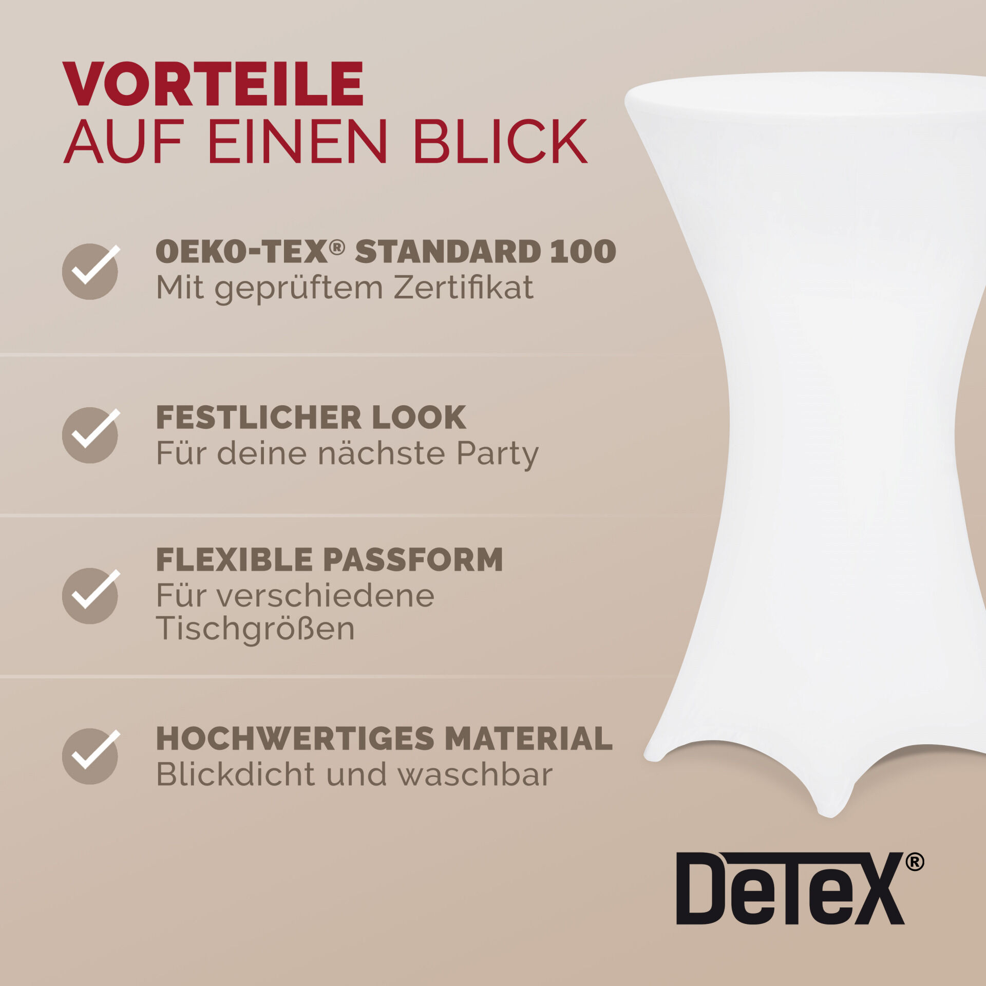 Stehtisch Husse 80 weiß 5er Set