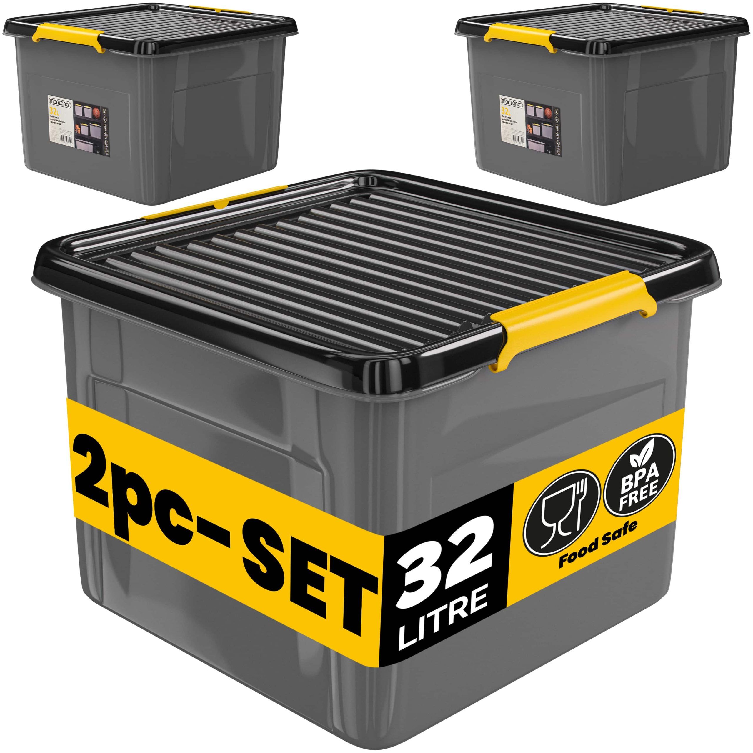 Aufbewahrungsbox 2er-Set Grau/Anthrazit 39x39x26cm stapelbar