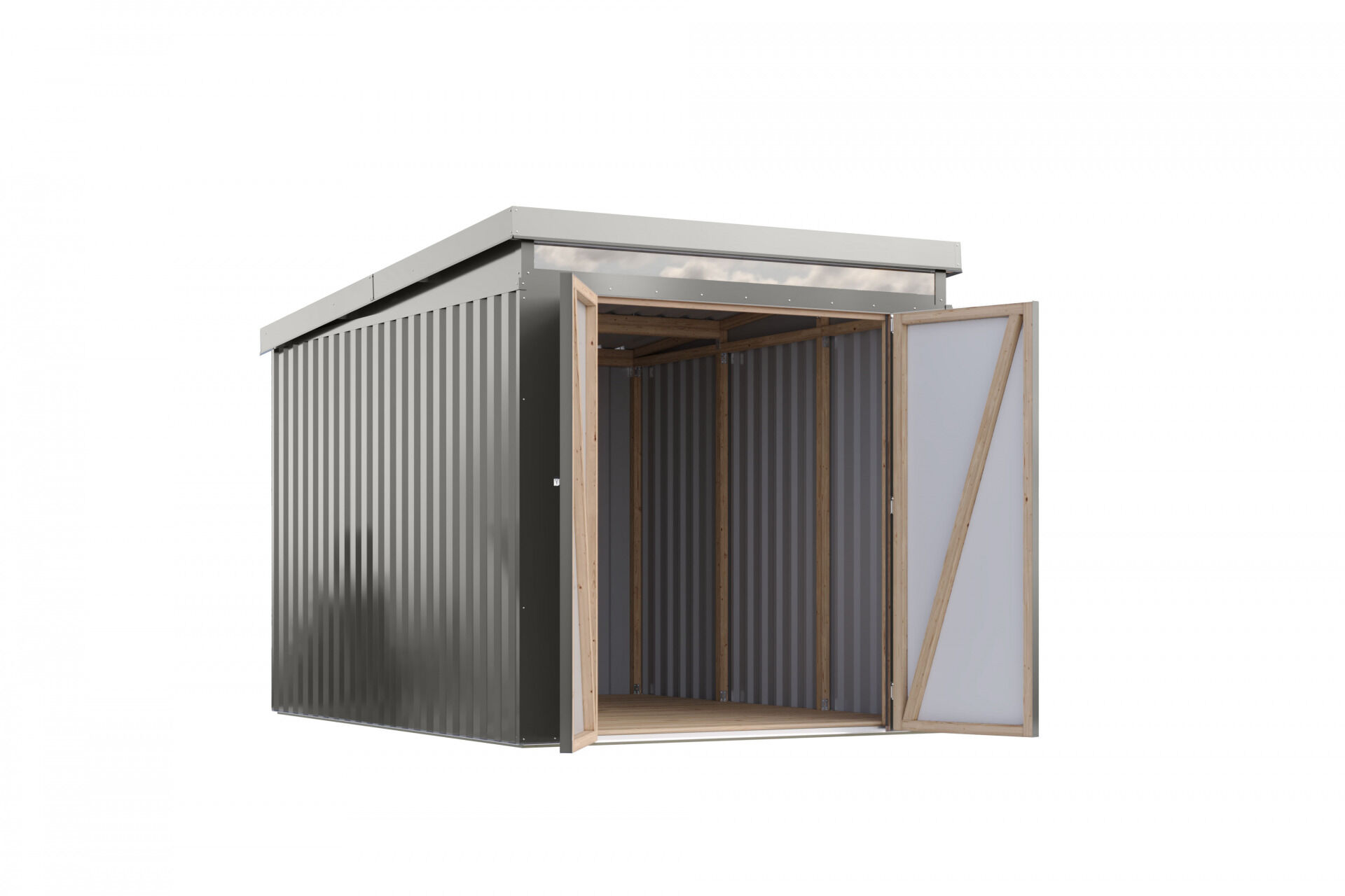 Karibu Pultdach Metall Gartenhaus Iridium 2,5, graualuminium