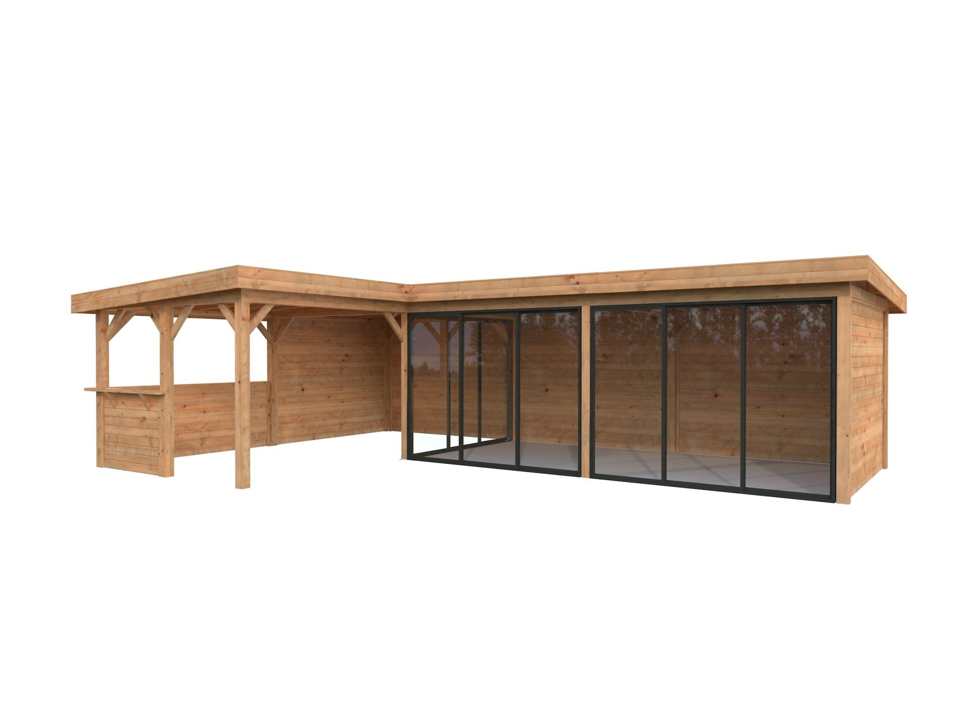 Palmako modernes Gartenhaus Lenna 33,2 m² Set 720 Slide Plus