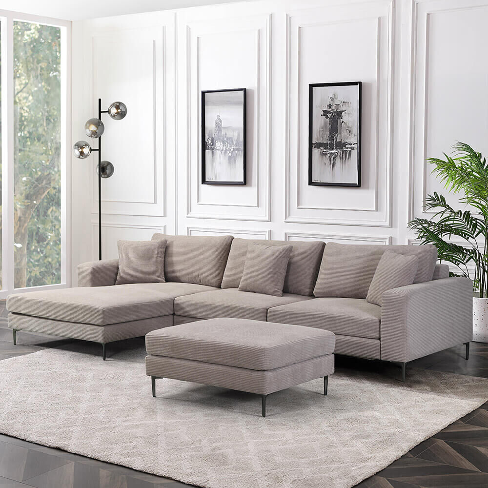 Sofa BELLANO L - 340 x 188 cm Links Cord Beige