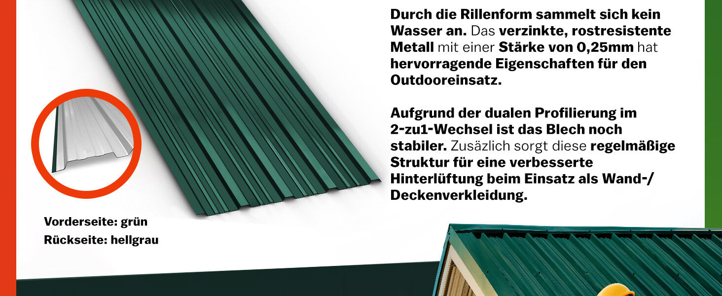 Trapezblech 14er-Set Grün 110x46cm