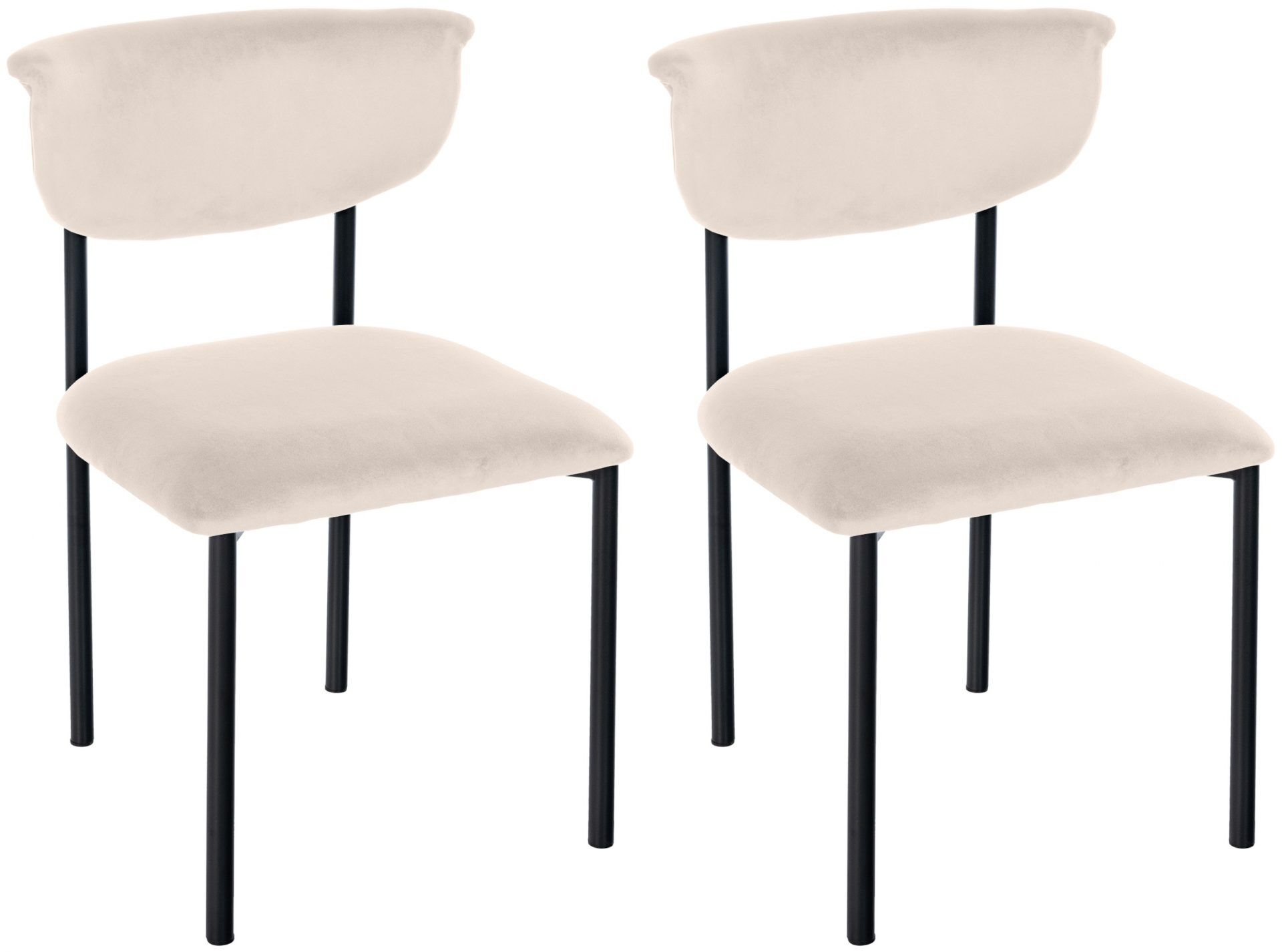 2er Set Besucherstuhl Gambell Samt, creme