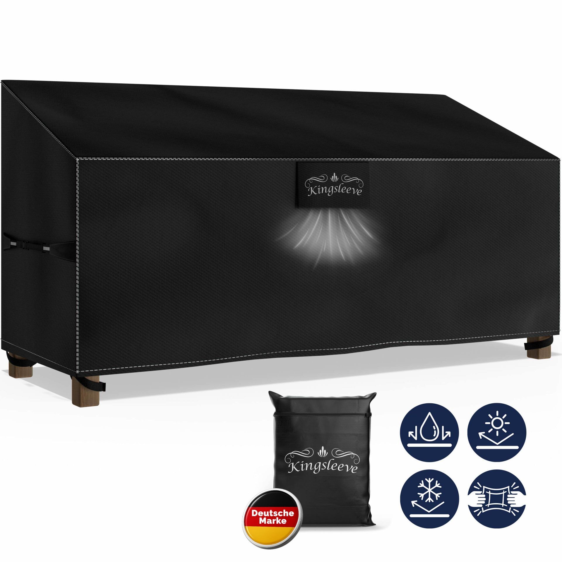 Abdeckplane Gartenbank Anthrazit 163x66x63/89cm 9100mm Wassersäule