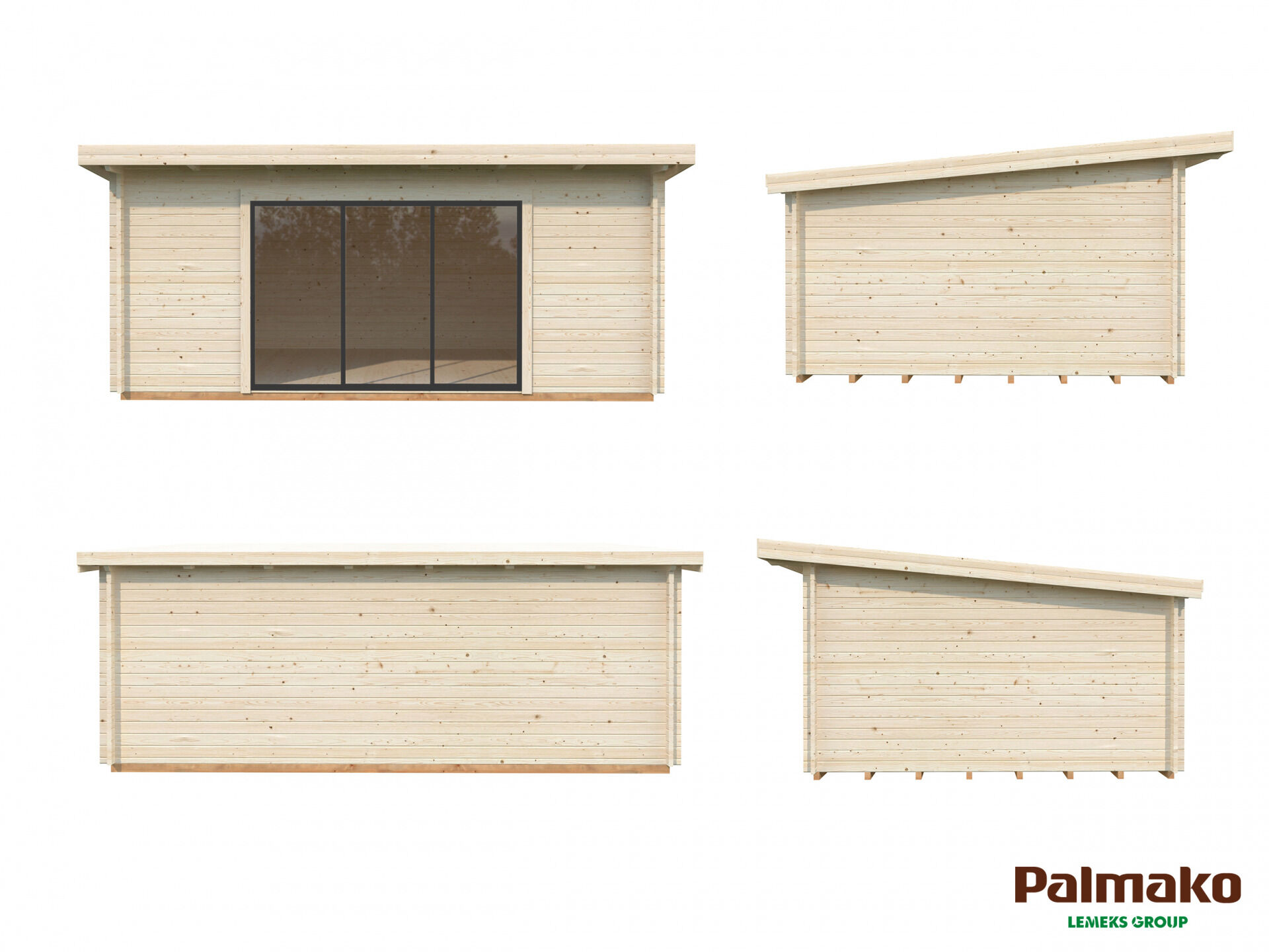 Palmako Pultdach Gartenhaus Lea 19,4 m² mit Schiebetür