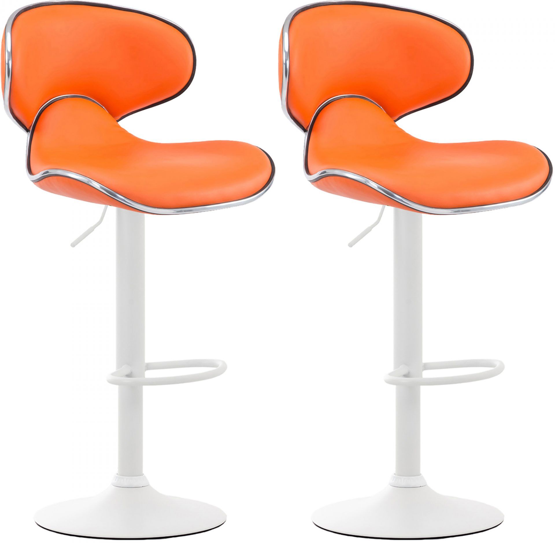 2er Set Barhocker Las Vegas V2 Kunstleder weiß, orange