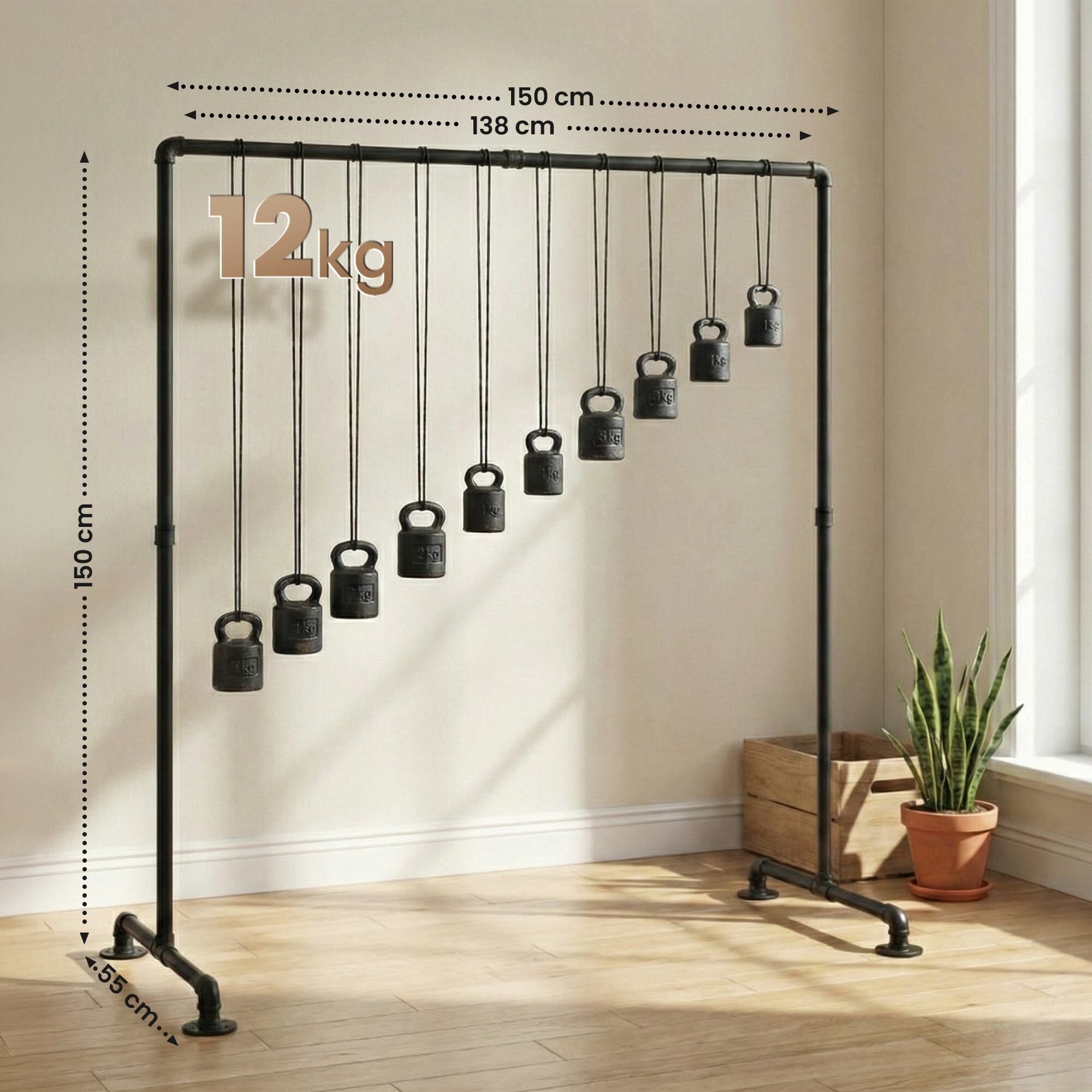 Kleiderständer Jersey 55x150x150, schwarz