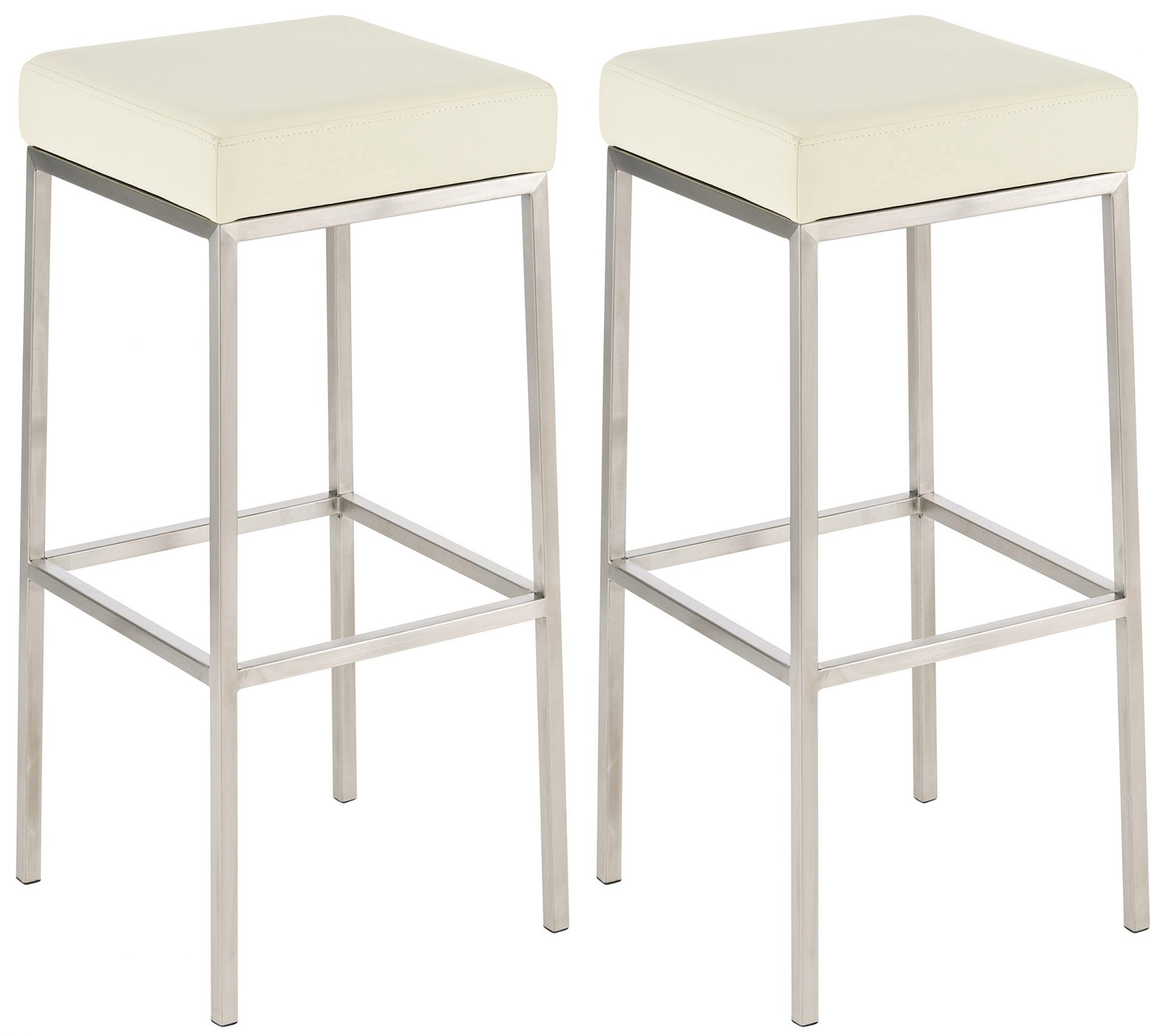 2er Set Barhocker Montreal 80 Kunstleder edelstahl, creme