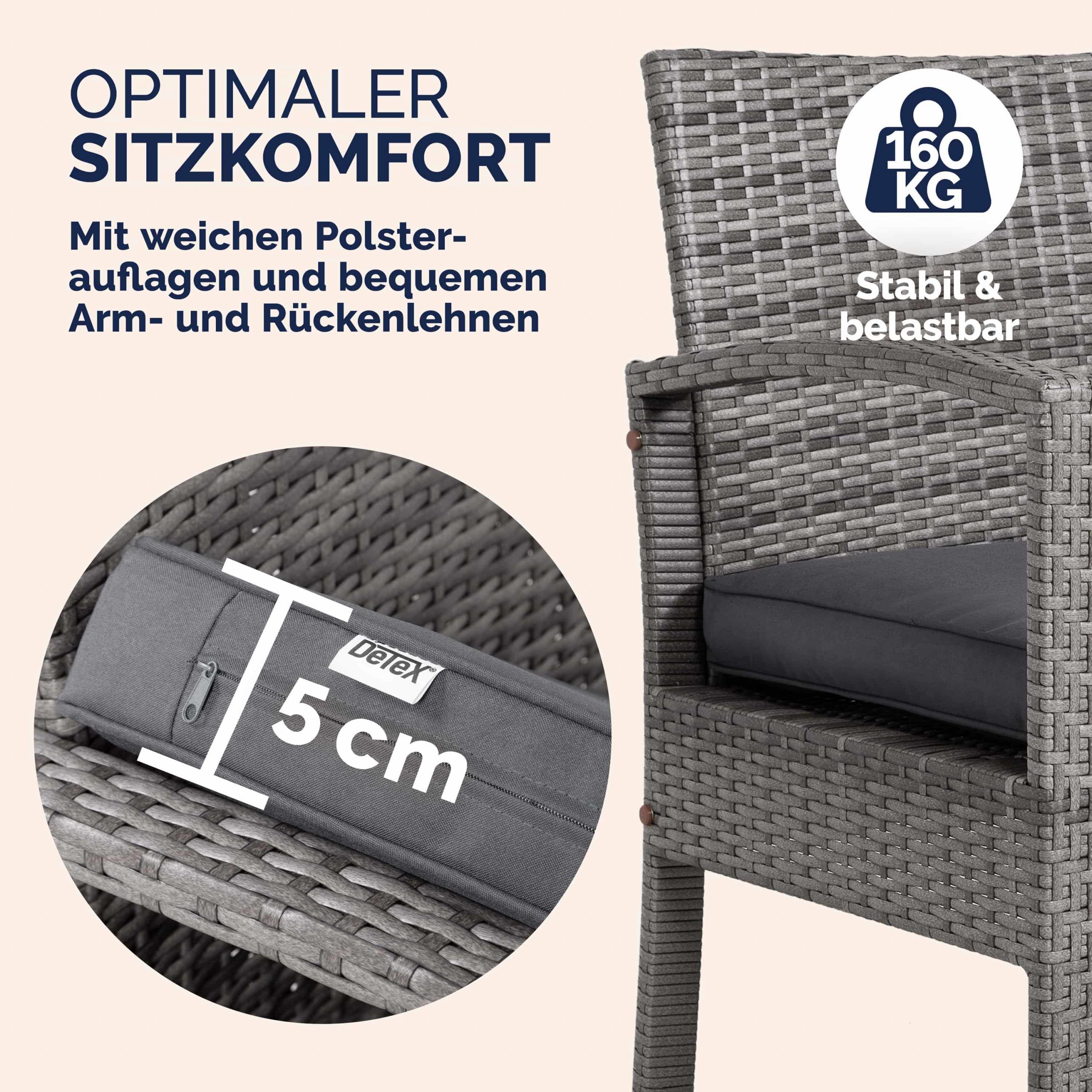 Polyrattan Garten-Sitzgruppe 4-tlg Grau/Anthrazit