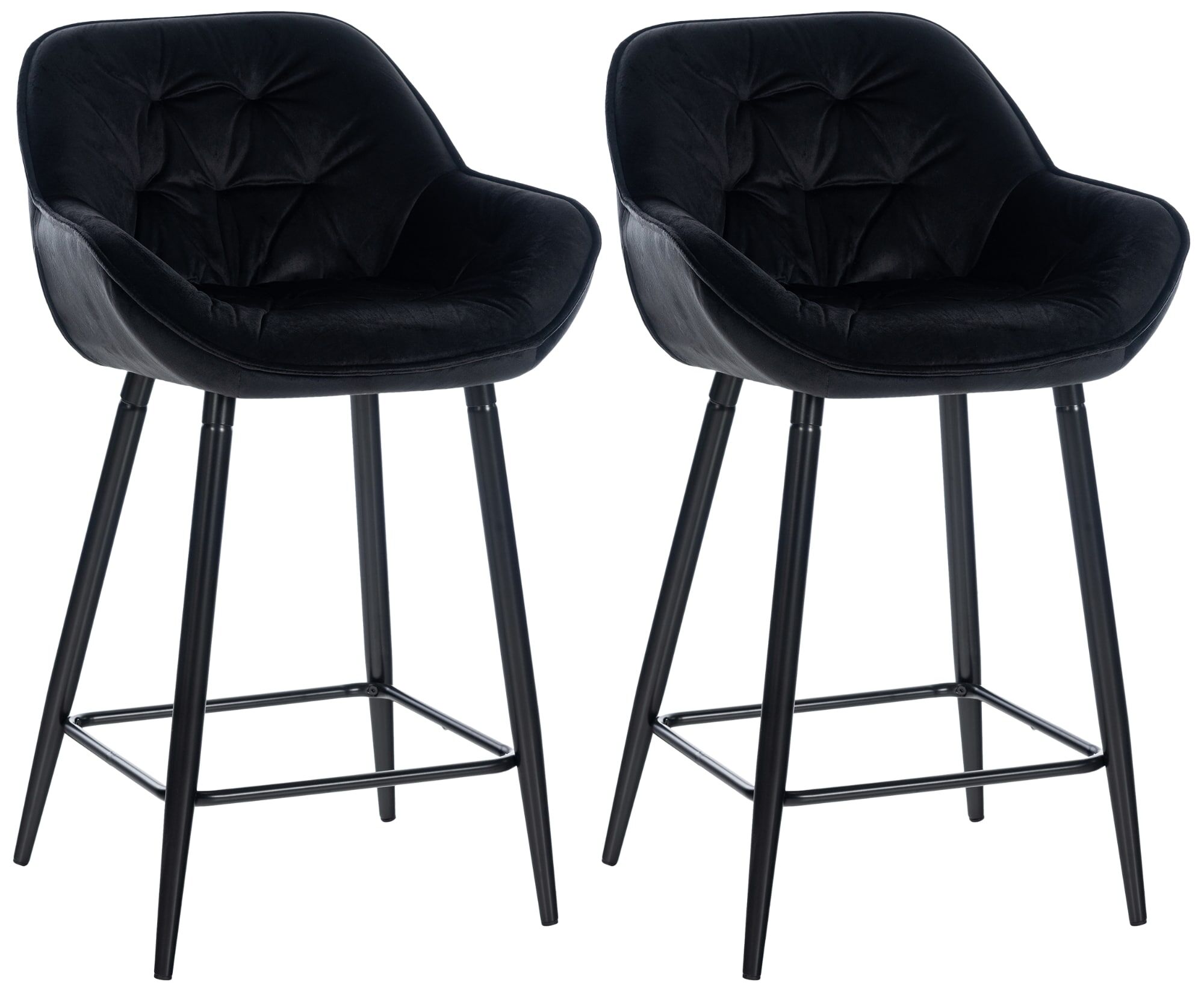 2er Set Barhocker Gibson Samt, schwarz