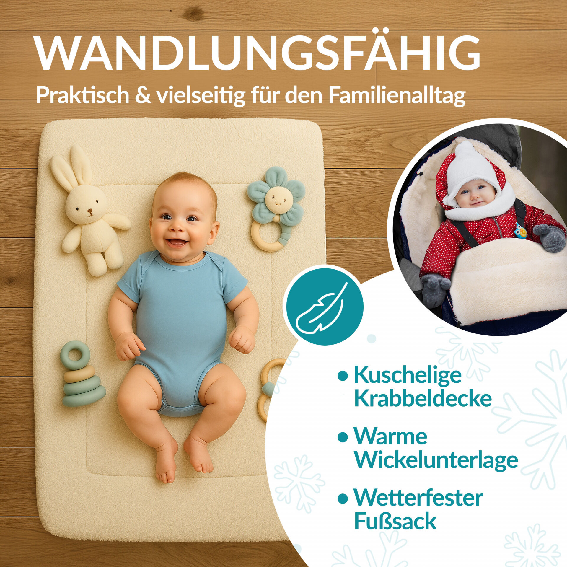 Babyfußsack Marine Kinderwagen geeignet mit Beutel