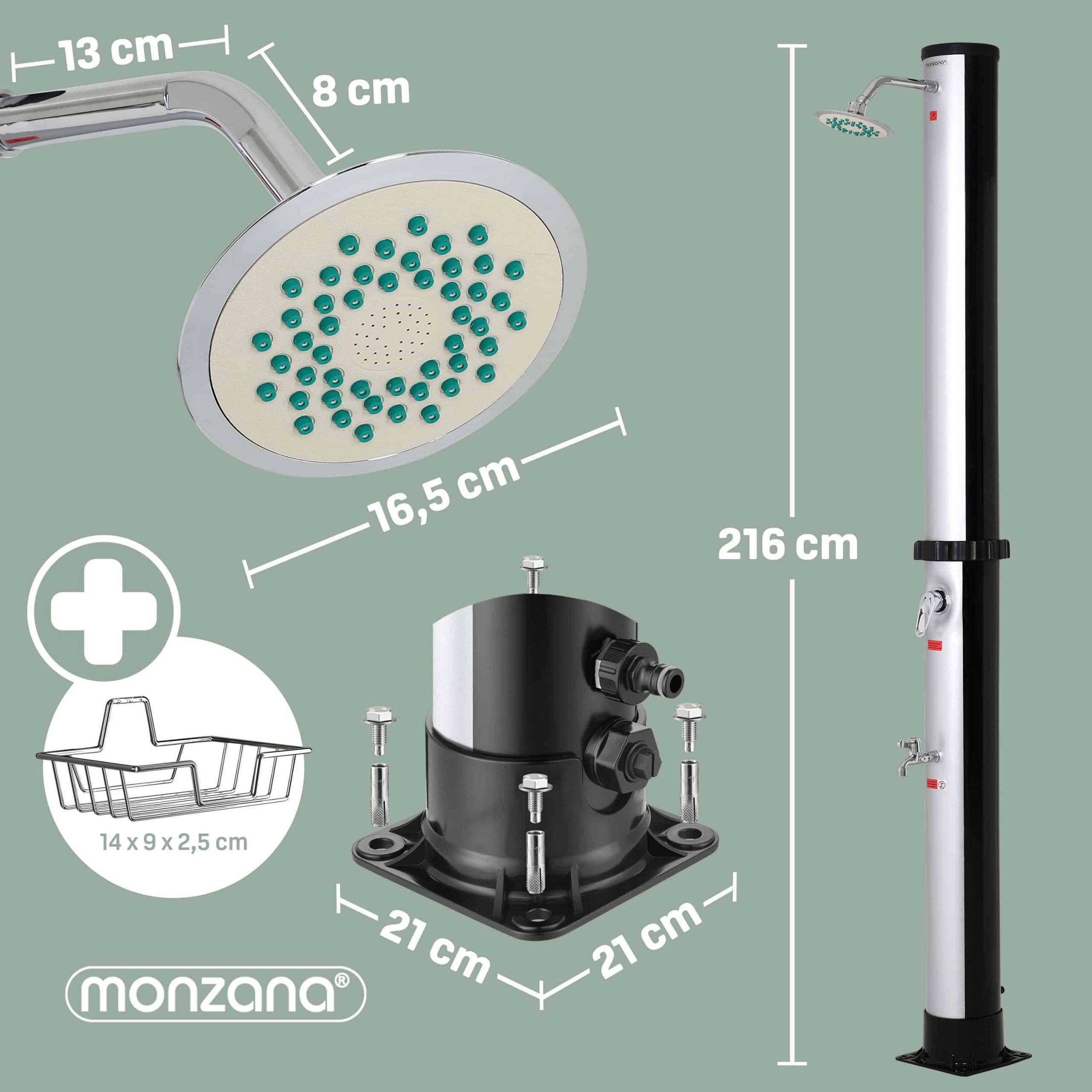Solardusche Silber/Schwarz 35L