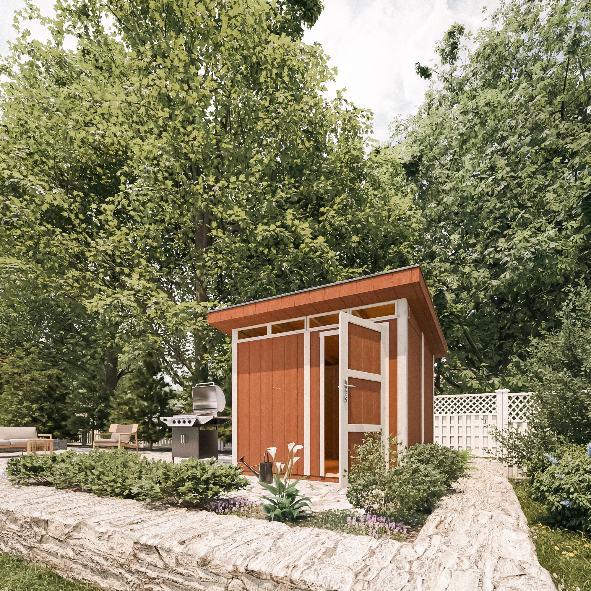 Pultdach Gartenhaus Norge 4 mit LP® SmartSide® M903 – 250 x 236 cm – 6 m2
