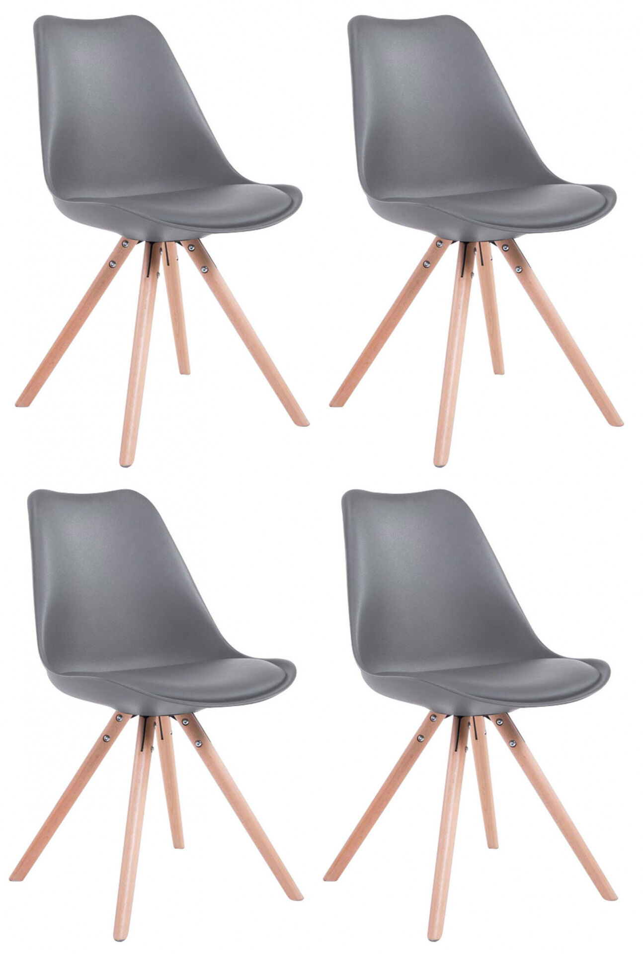 638257 4er Set Stühle Toulouse Kunstleder Rund natura, grau