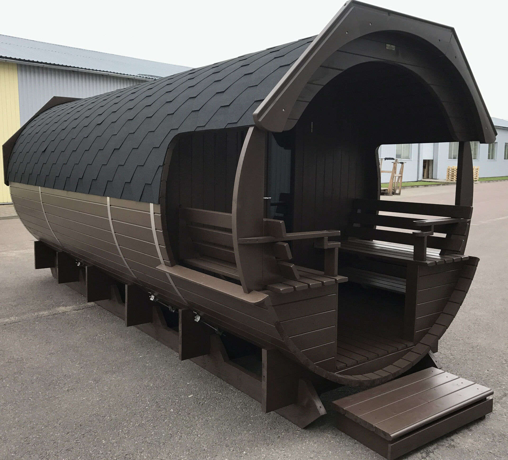 Camping Fass Arctic Premium Kristina 240x540 Thermoholz montiert, Schwarz