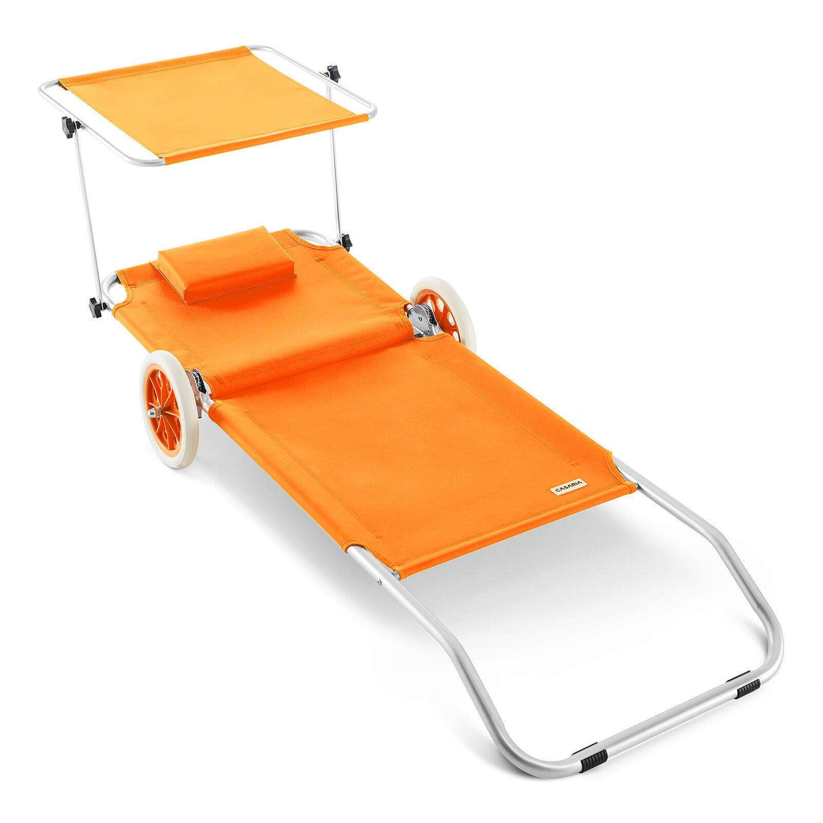 Gartenliege Kreta Orange Alu mit Rollen