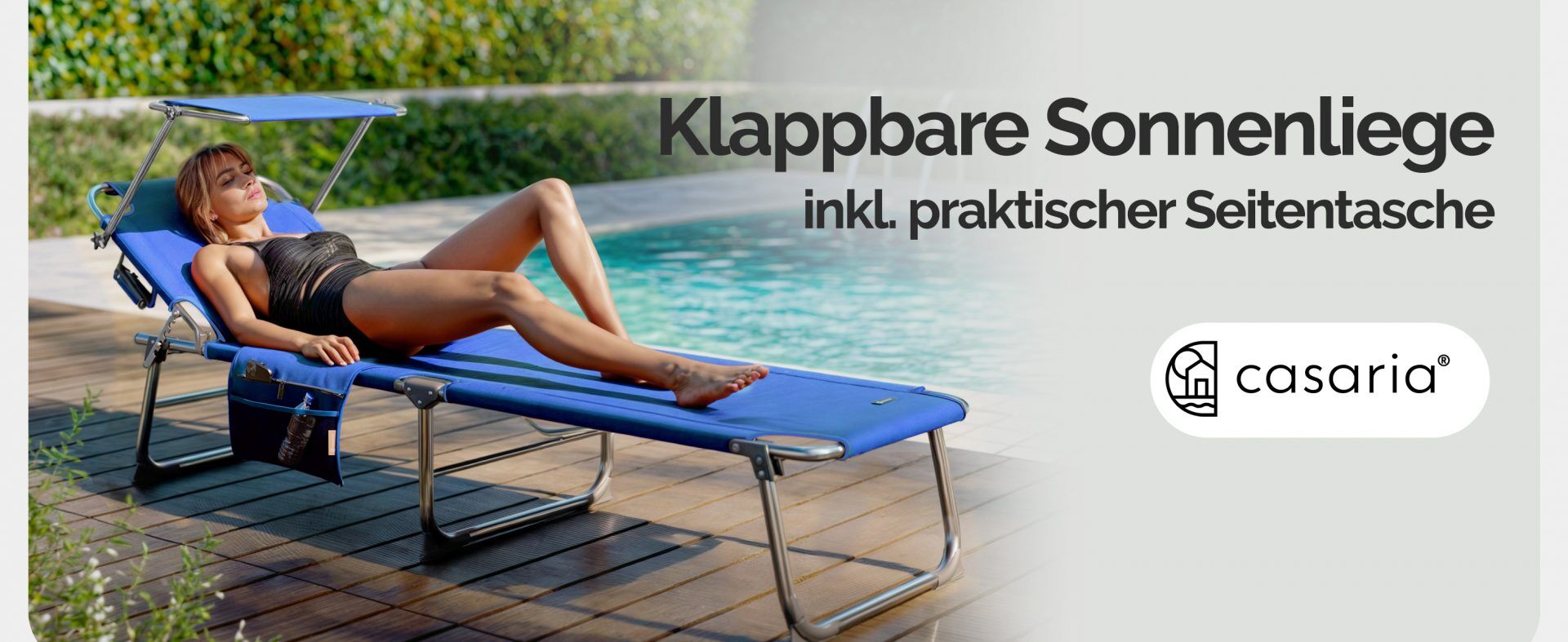 Gartenliege Ibiza Blau 190x59x29cm Alu Sonnendach