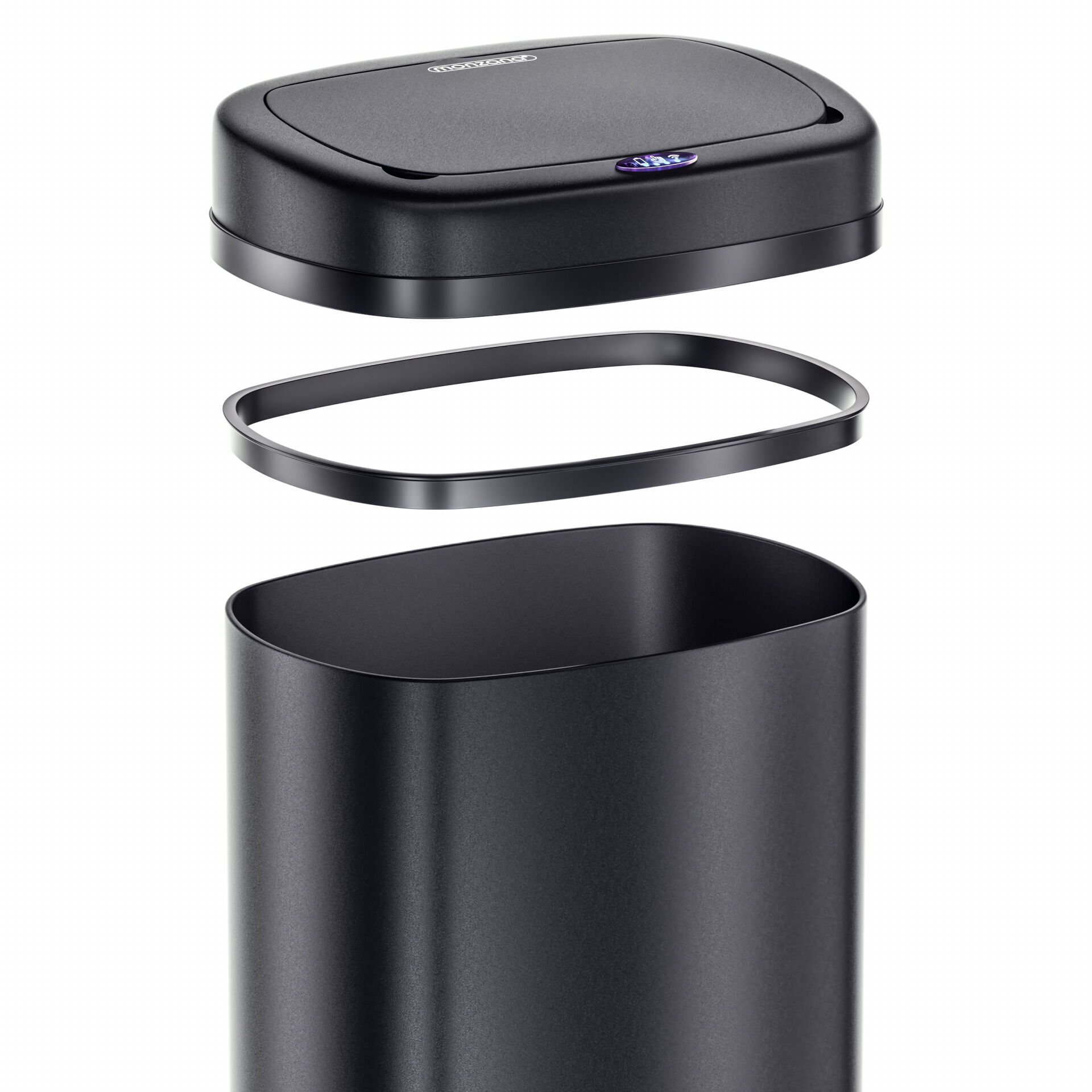 Sensor Mülleimer Edelstahl Schwarz 50L