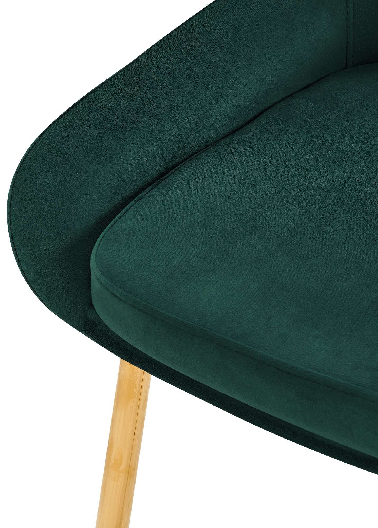 2er Set Esszimmerstuhl Elmira Samt gold, grün