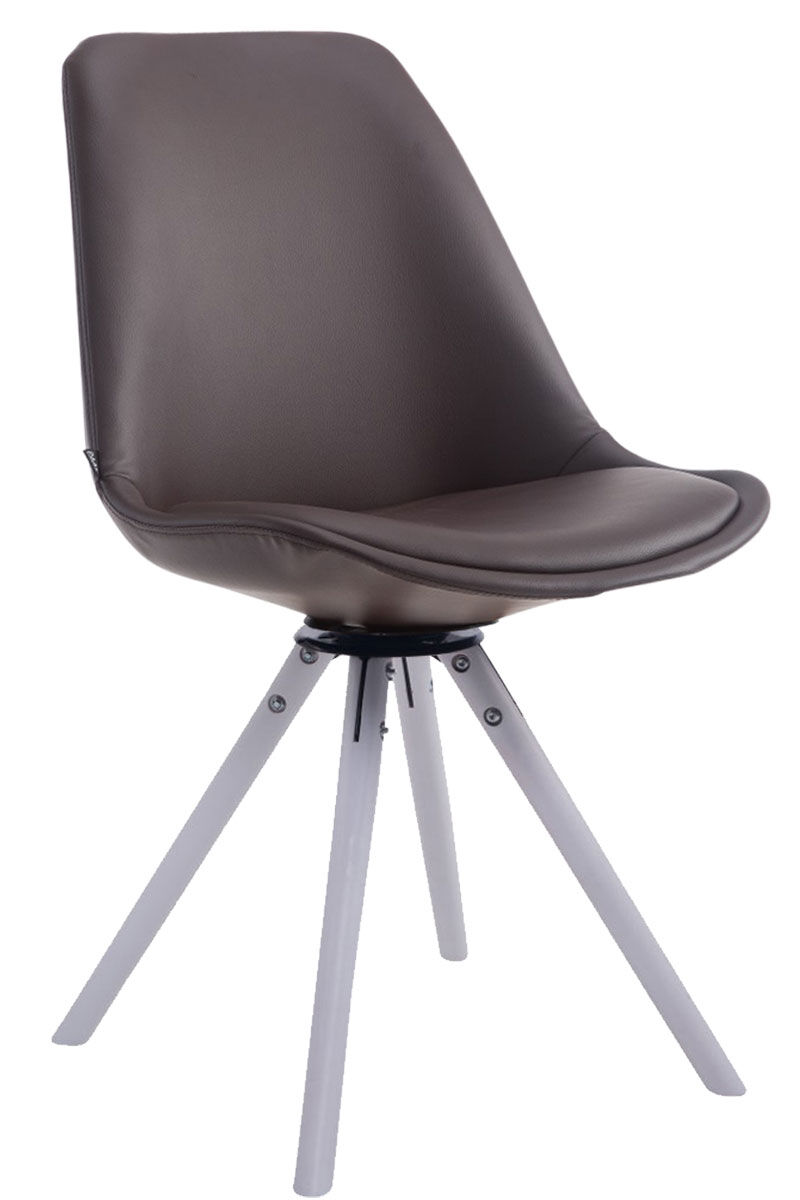 Besucherstuhl Calais Drehbar Weiß Rund, braun